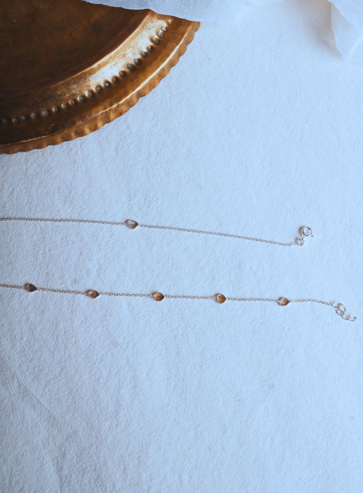 Sliced Diamond Necklace in Silver Gol Plated, Natural Diamond Station Chain Necklace