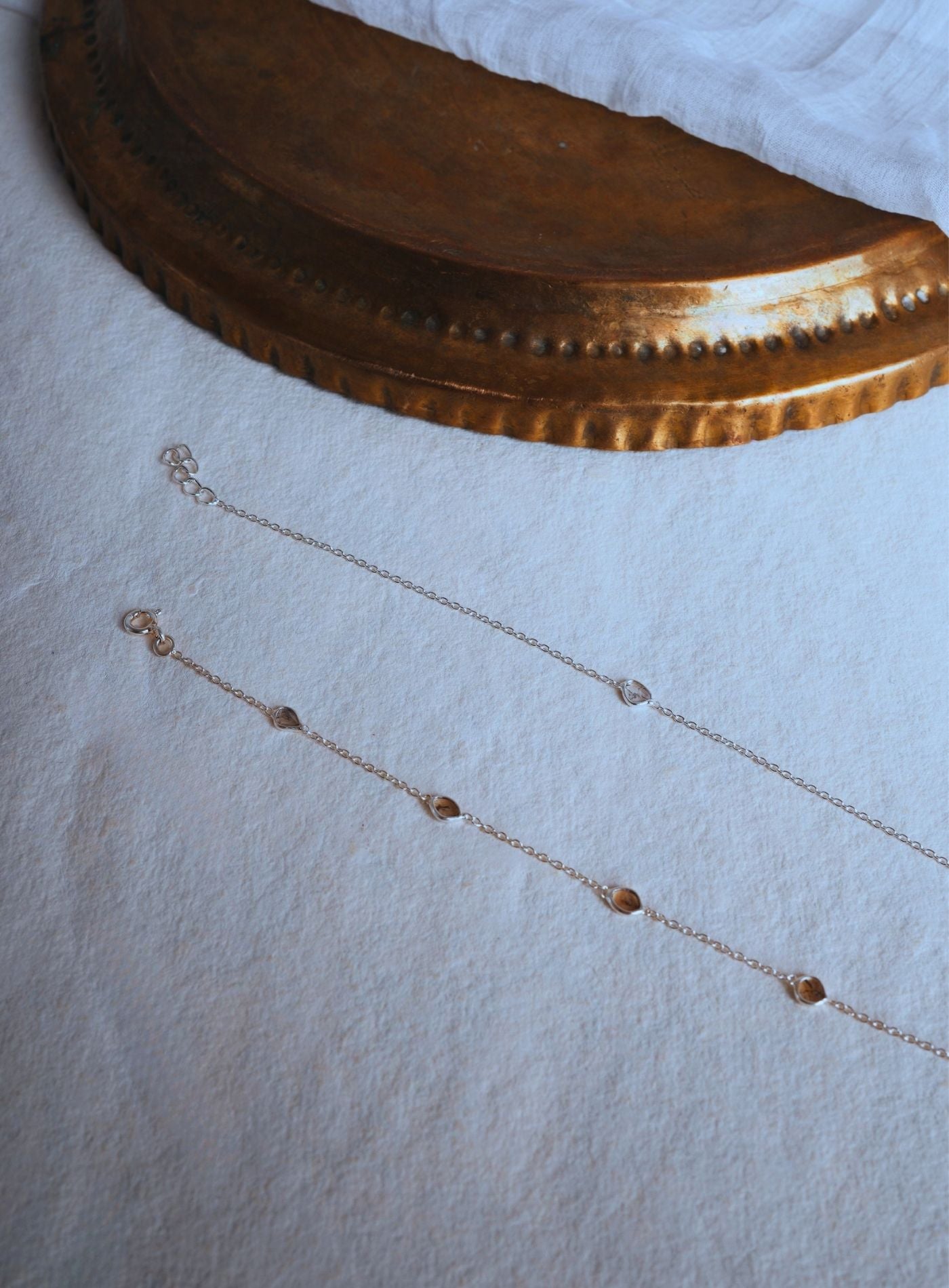 Sliced Diamond Necklace in Silver Gol Plated, Natural Diamond Station Chain Necklace