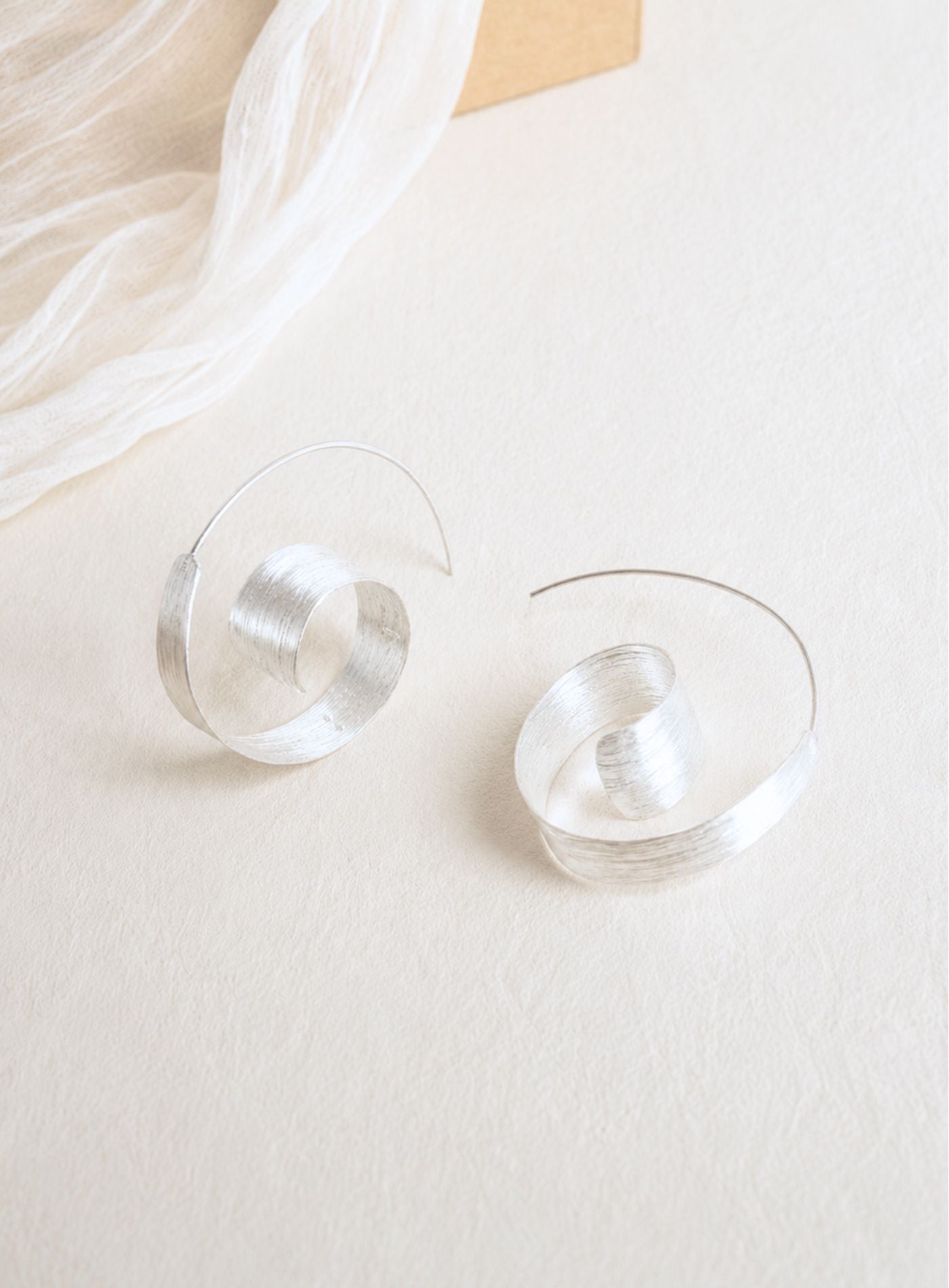 Artisav Handmade Silver Spiral Hoop Earrings for Women