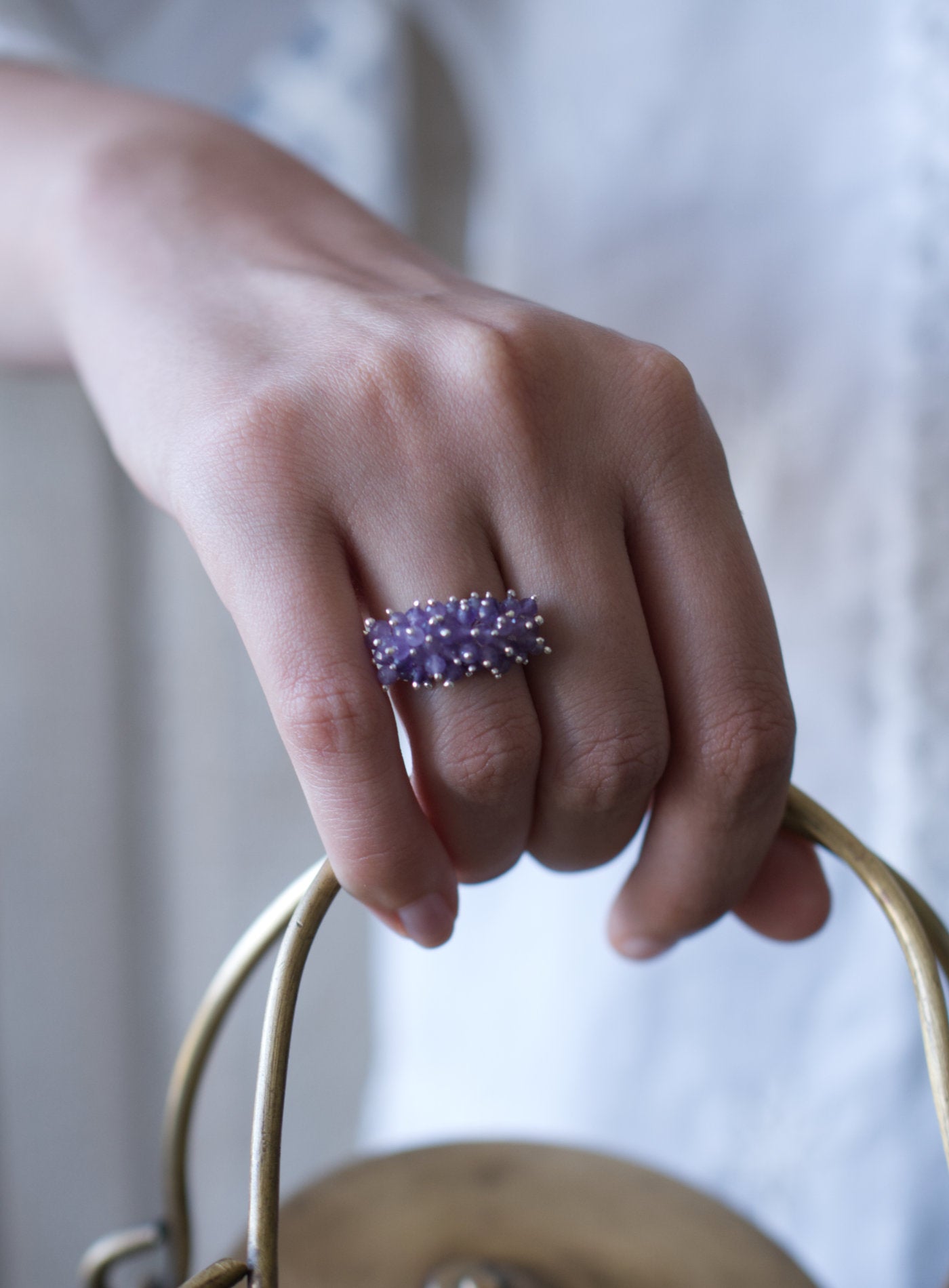 Amethyst Bloom Silver Ring