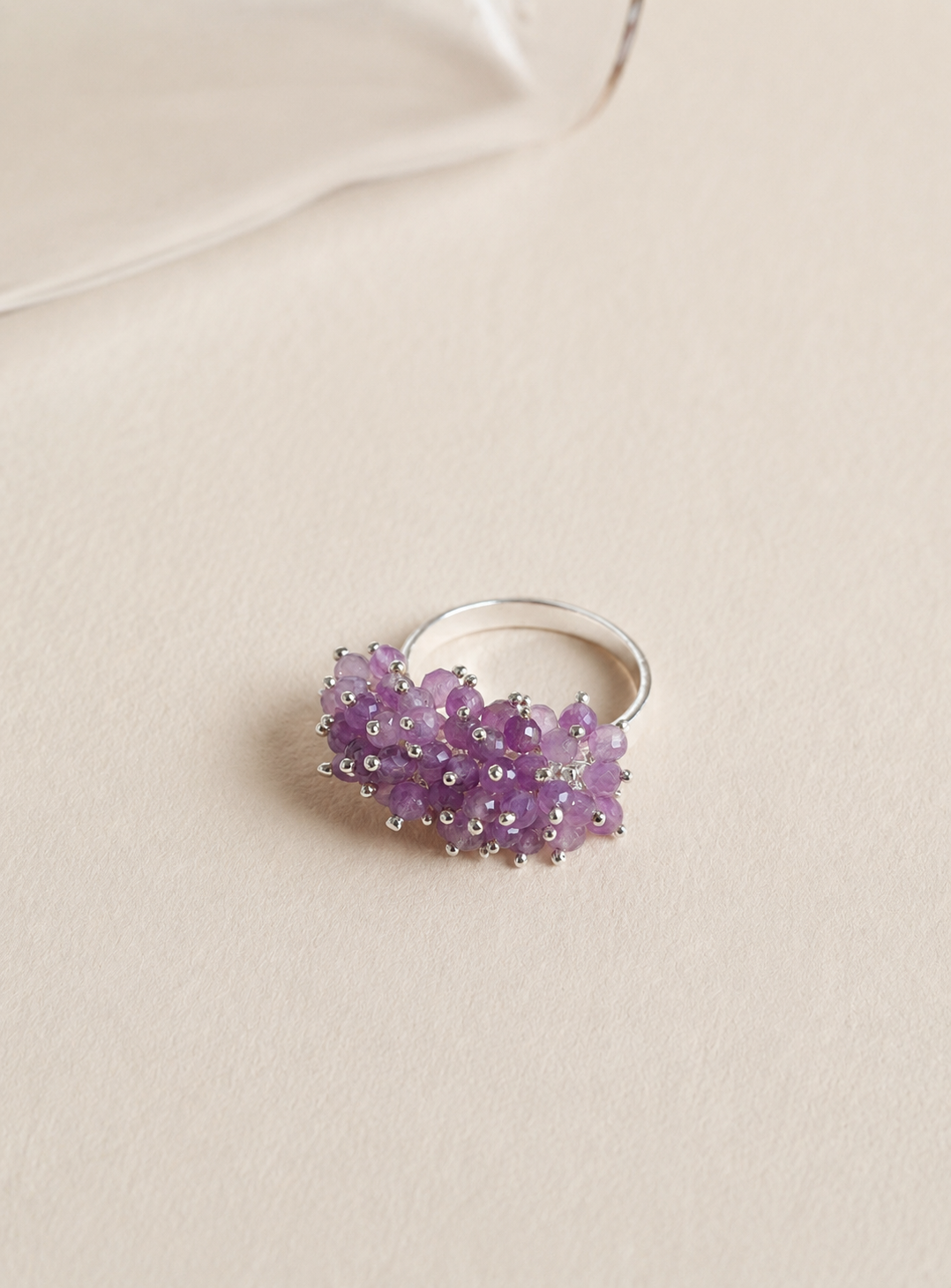 Amethyst Bloom Silver Ring by Artisav