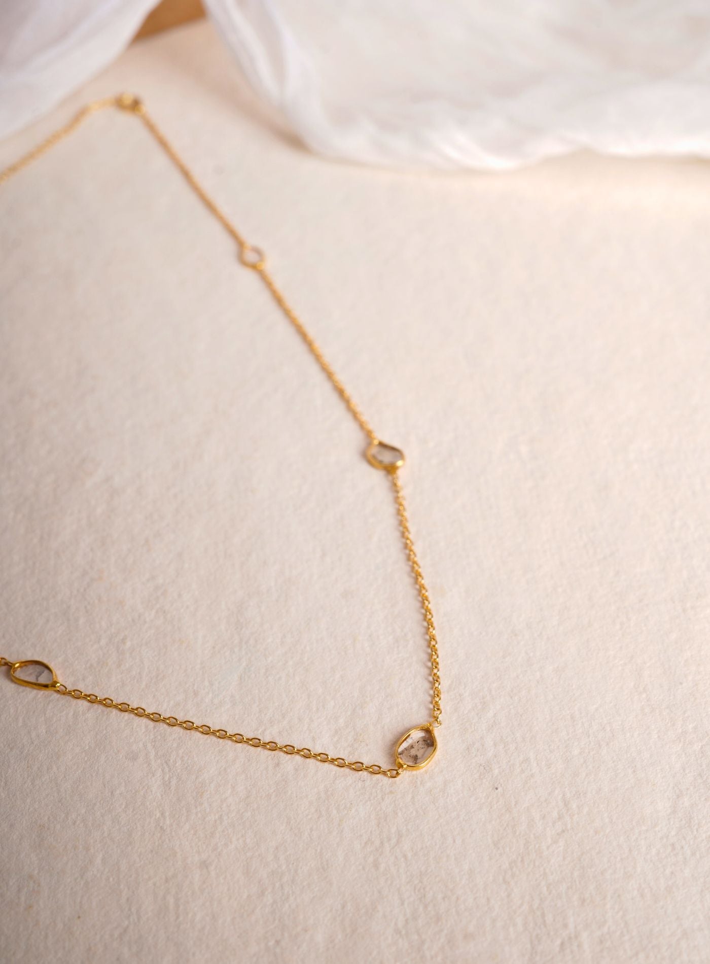 K18 Yellow Gold Sliced Diamond Chain Necklace