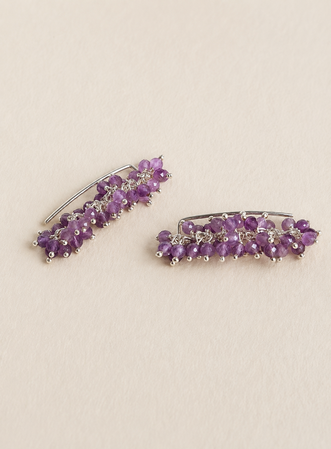 Artisav TBC Amethyst Silver 925 Earrings, Handcrafted Two-Way Gemstone Earring