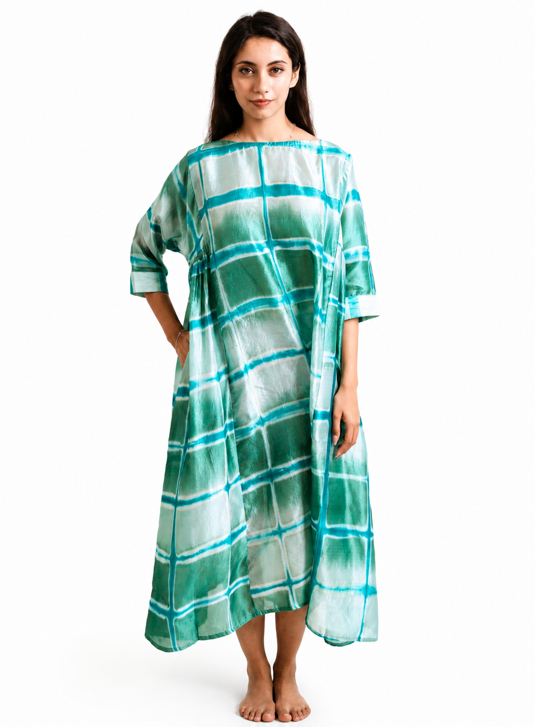 Artisav Kaoru Pure Silk Clamp Dye A Line Midi Dress for Women