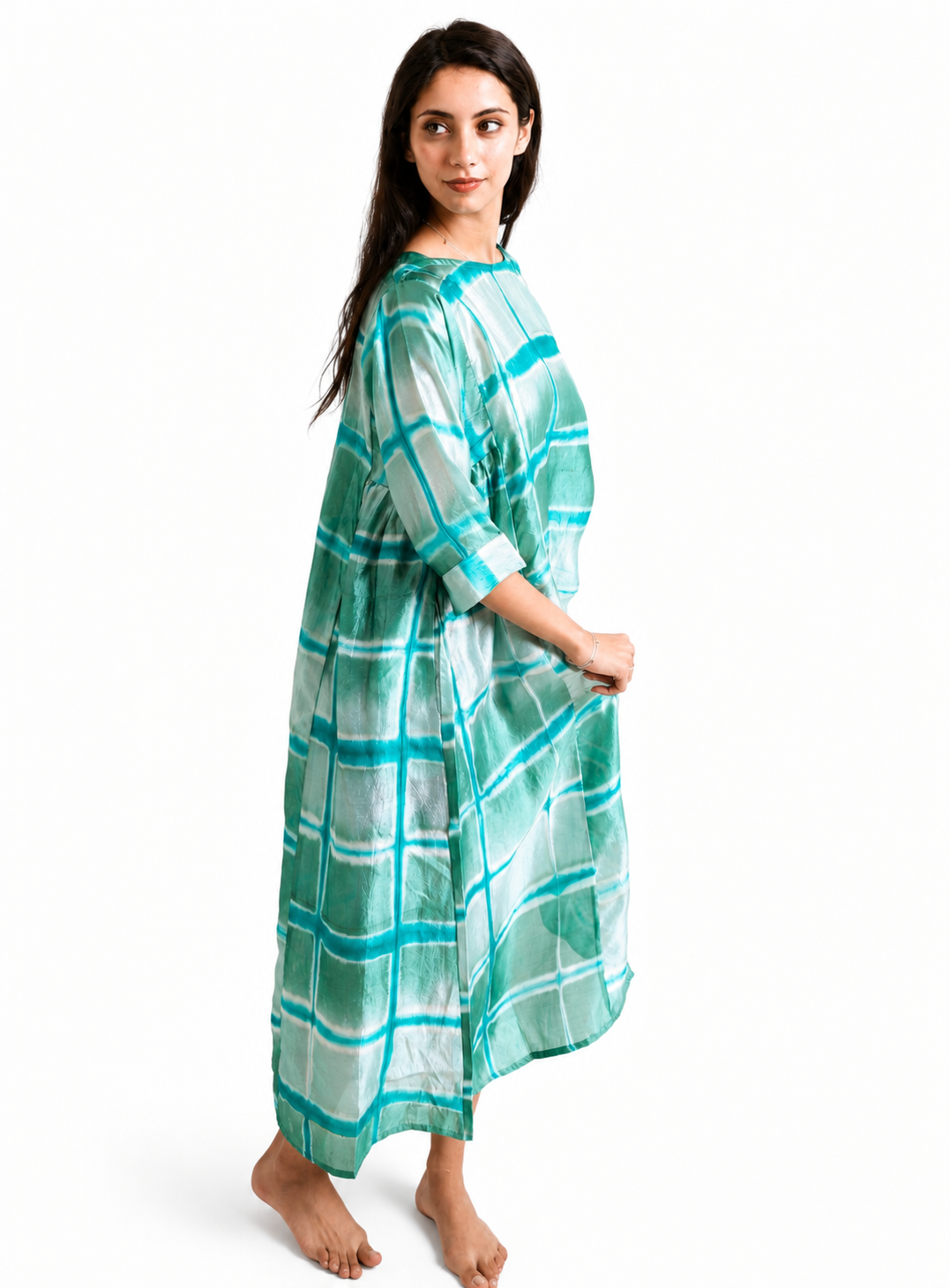 Artisav Kaoru Pure Silk Clamp Dye A Line Midi Dress for Women