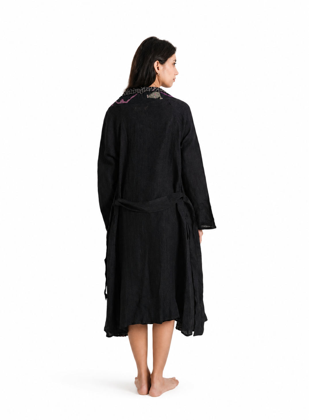 Artisav Haori Slash Handwoven Linen & Quilted Jamdani Jacket for Women