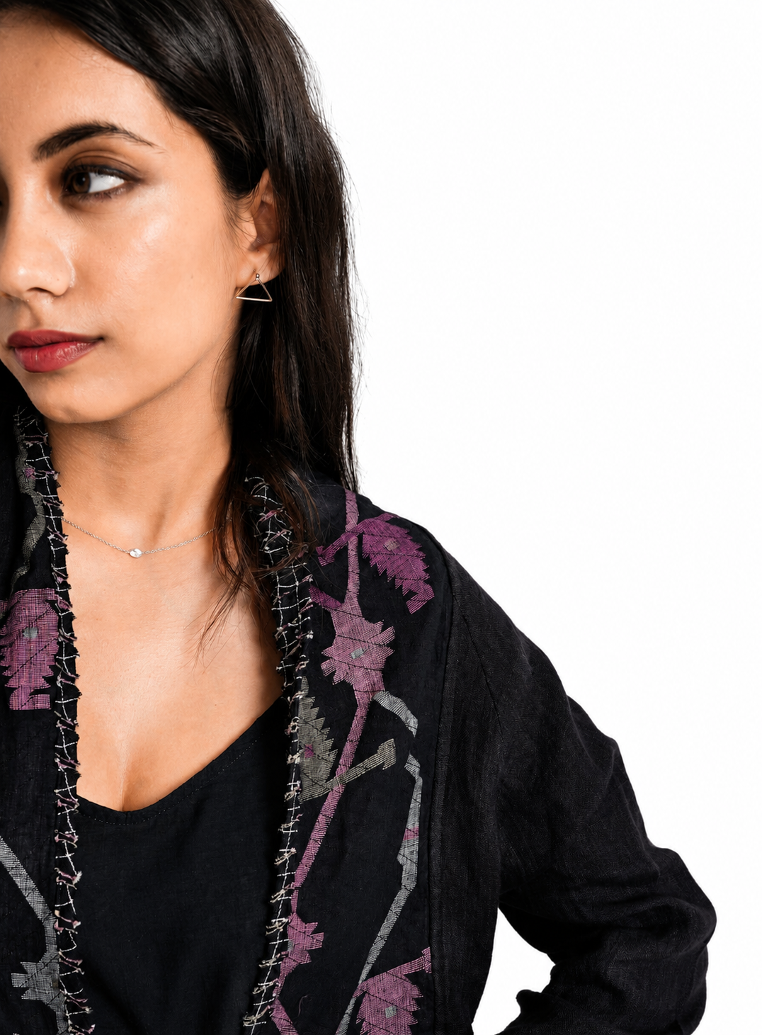 Artisav Haori Slash Handwoven Linen & Quilted Jamdani Jacket for Women