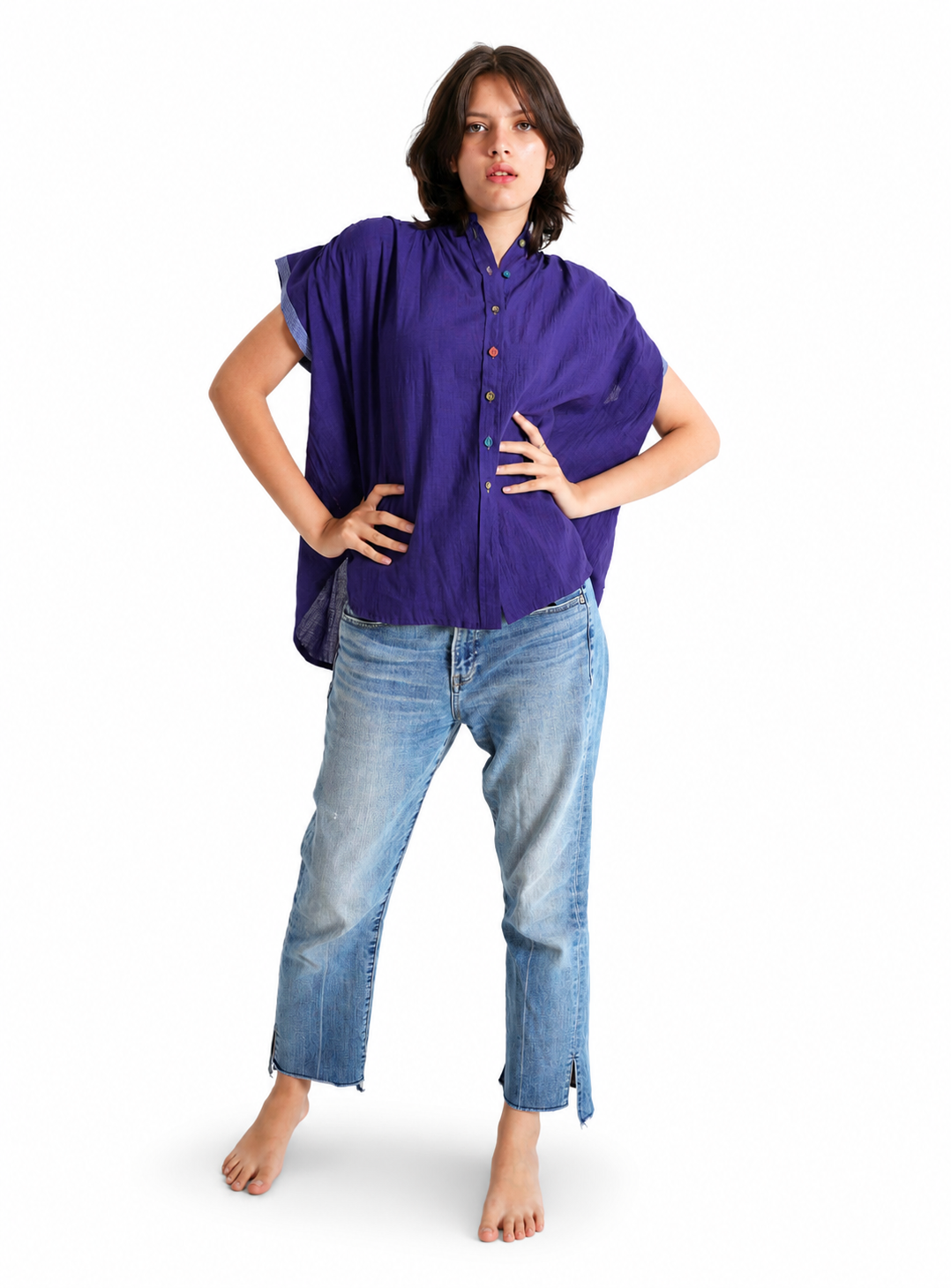Artisav Yumi Full Pintuck Cotton Blouse for Women Handcrafted Purple Top