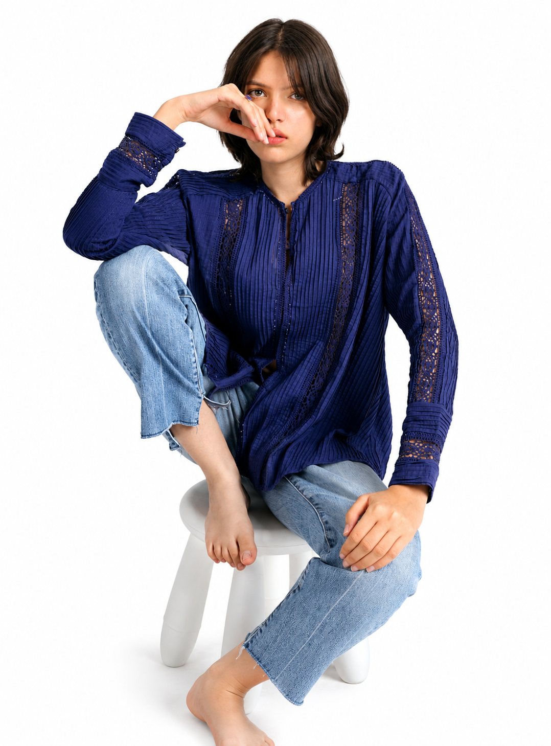 Artisav Yumi Full Pintuck Cotton Blouse for Women Handcrafted Purple Top