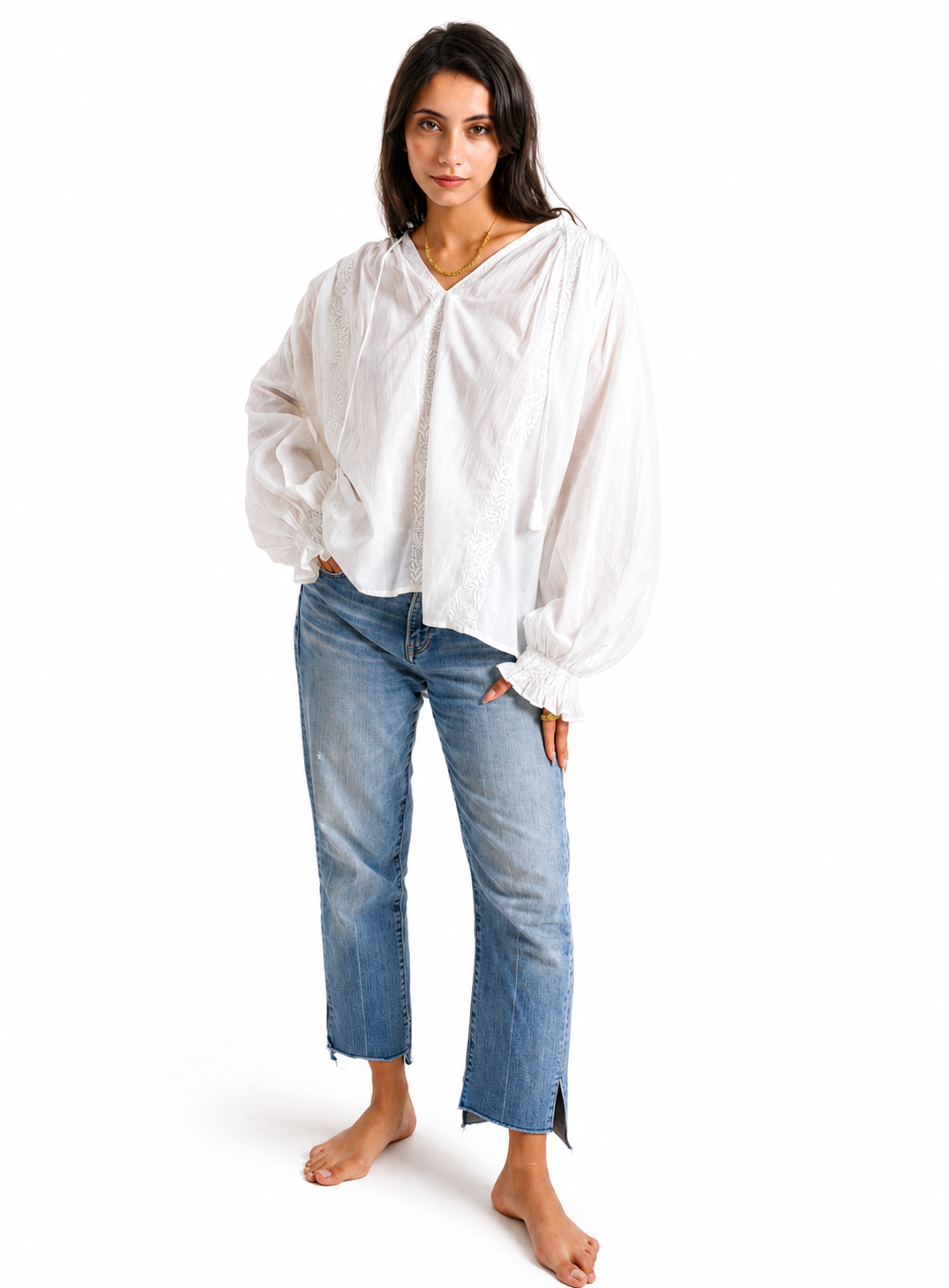 Artisav Laurence Handwoven Cotton Embroidered Blouse for Women