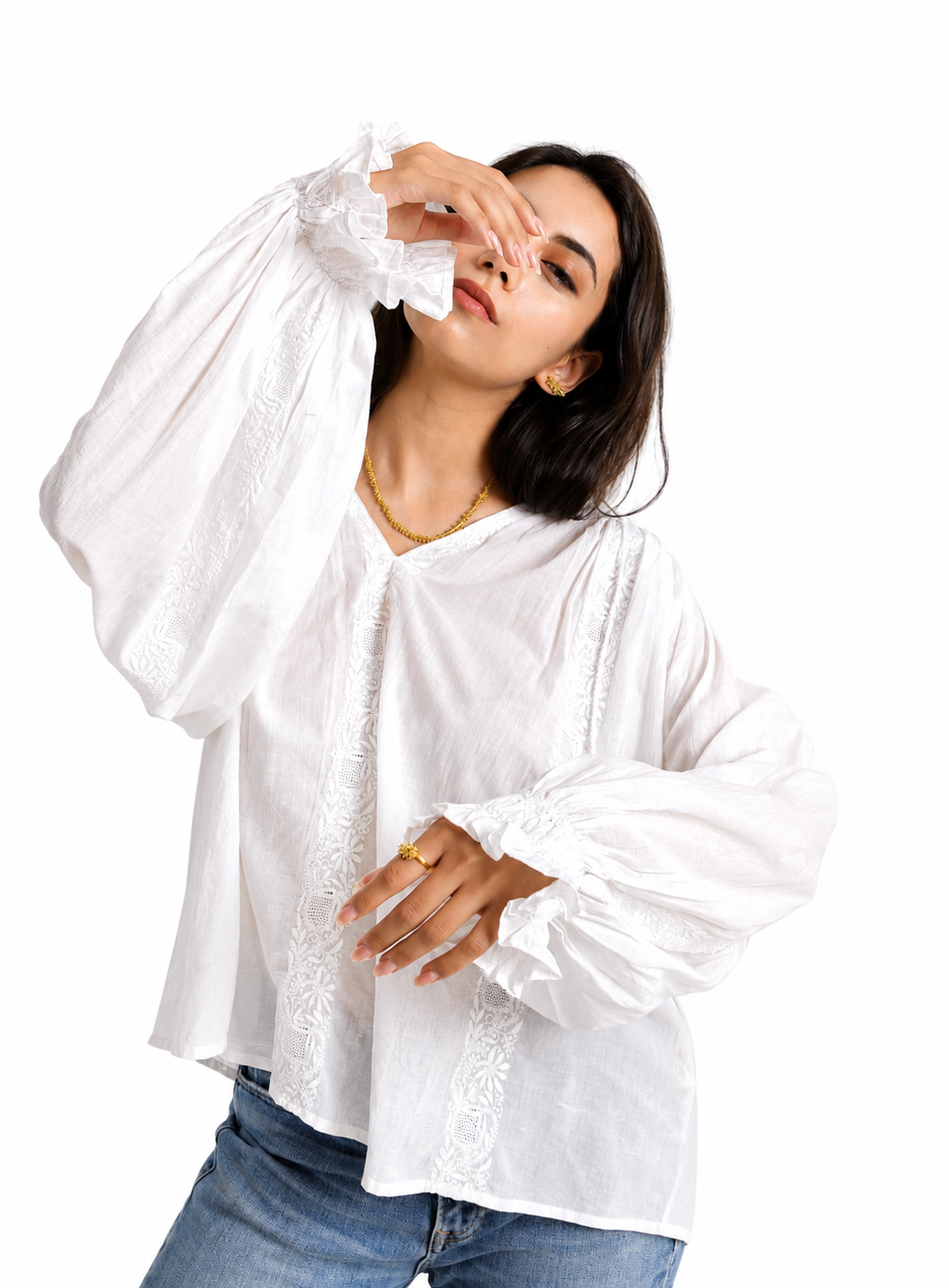 Artisav Laurence Handwoven Cotton Embroidered Blouse for Women