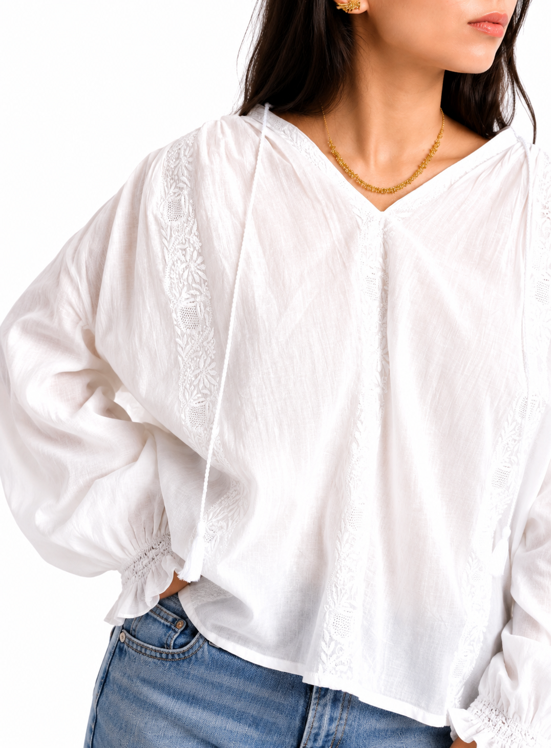Artisav Laurence Handwoven Cotton Embroidered Blouse for Women