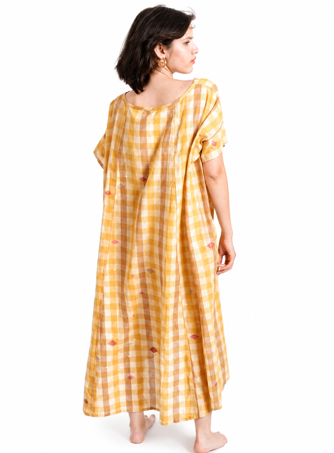 Arizona Dress Handwoven Cotton Jamdani Check Long Dress