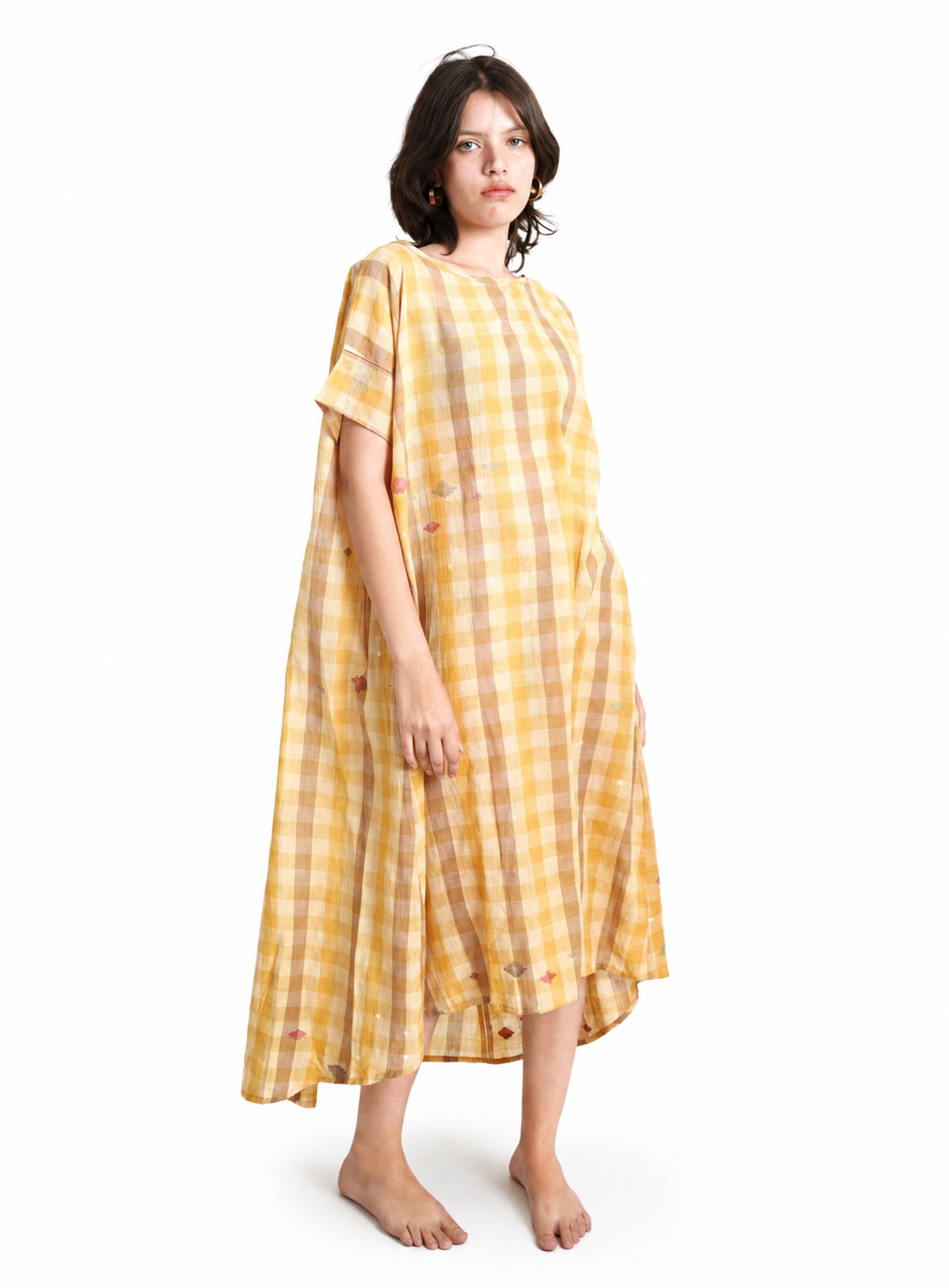 Artisav Arizona Dress Handwoven Cotton Jamdani Check Long Dress for Women