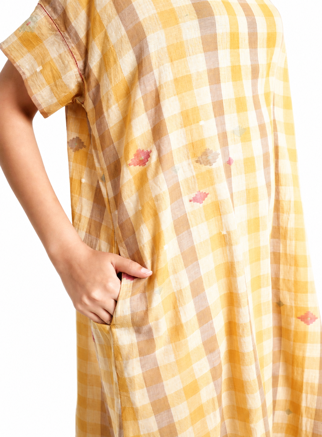 Arizona Dress Handwoven Cotton Jamdani Check Long Dress