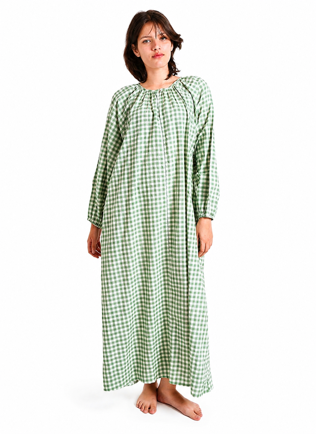Artisav Handwoven Cotton Long Dress for Women Mint Green