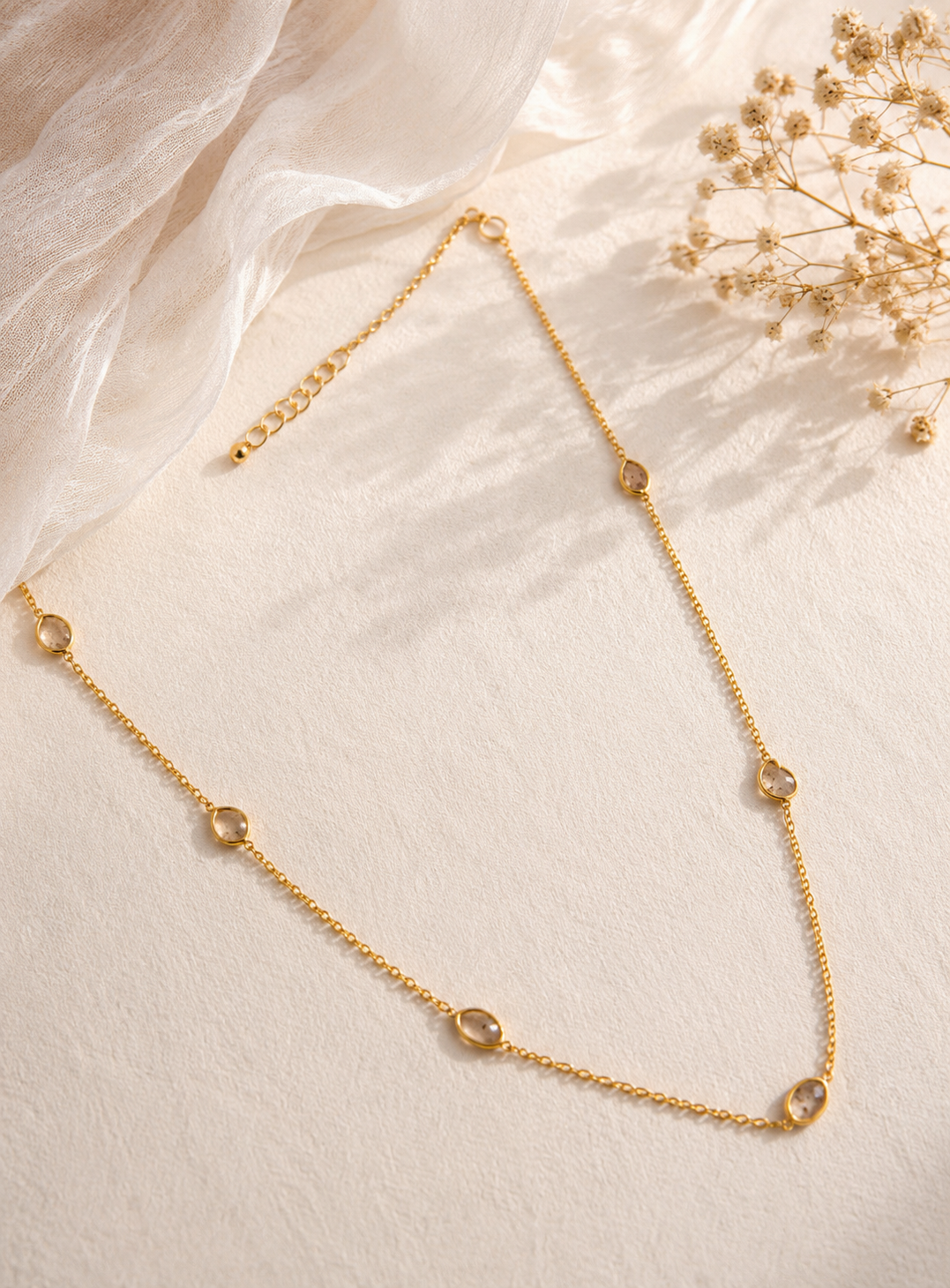 K18 Yellow Gold Sliced Diamond Chain Necklace