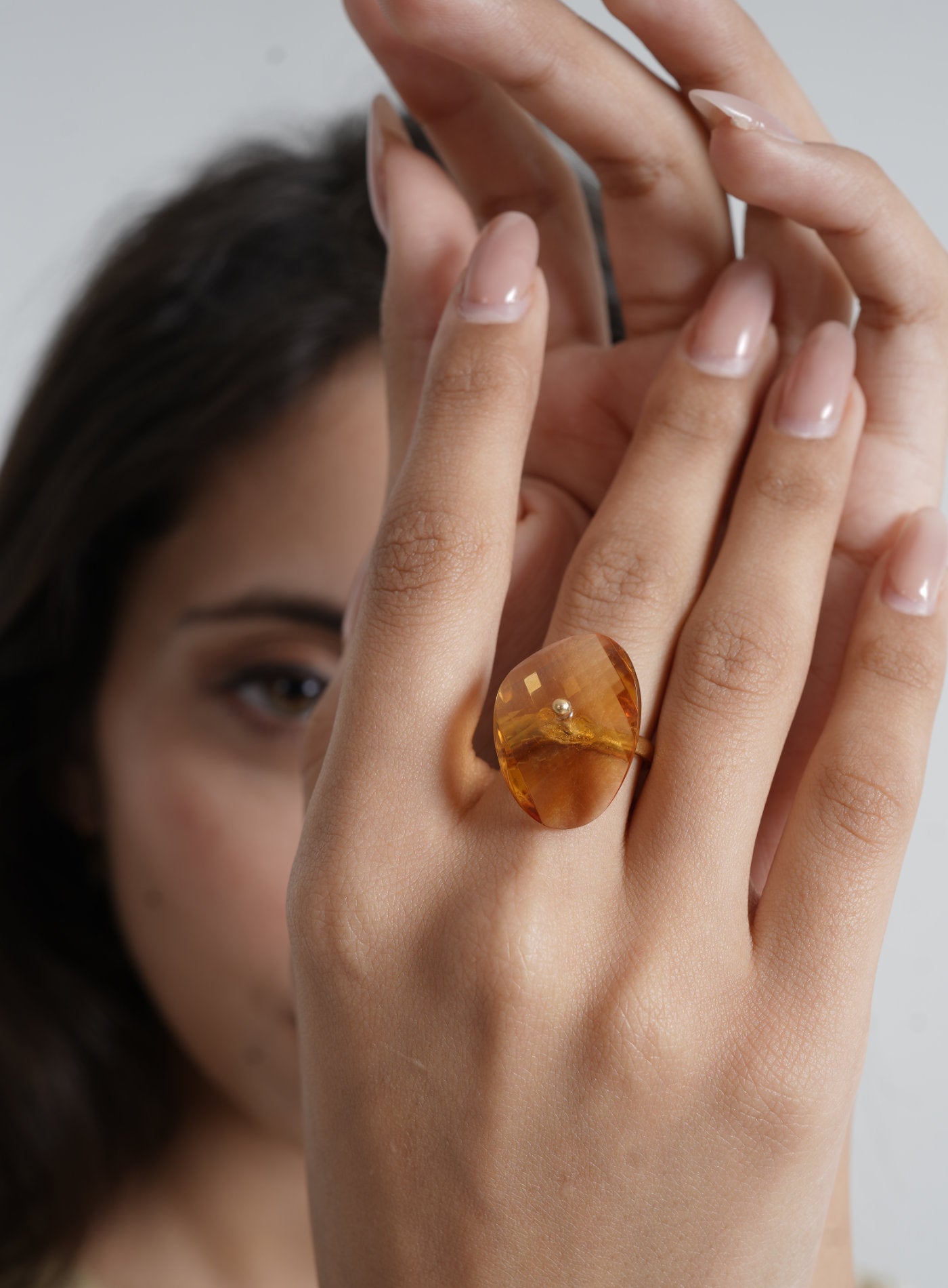 Infinity Citrine Ring in K18 Gold Hand-Cut Artisan Gemstone Jewellery