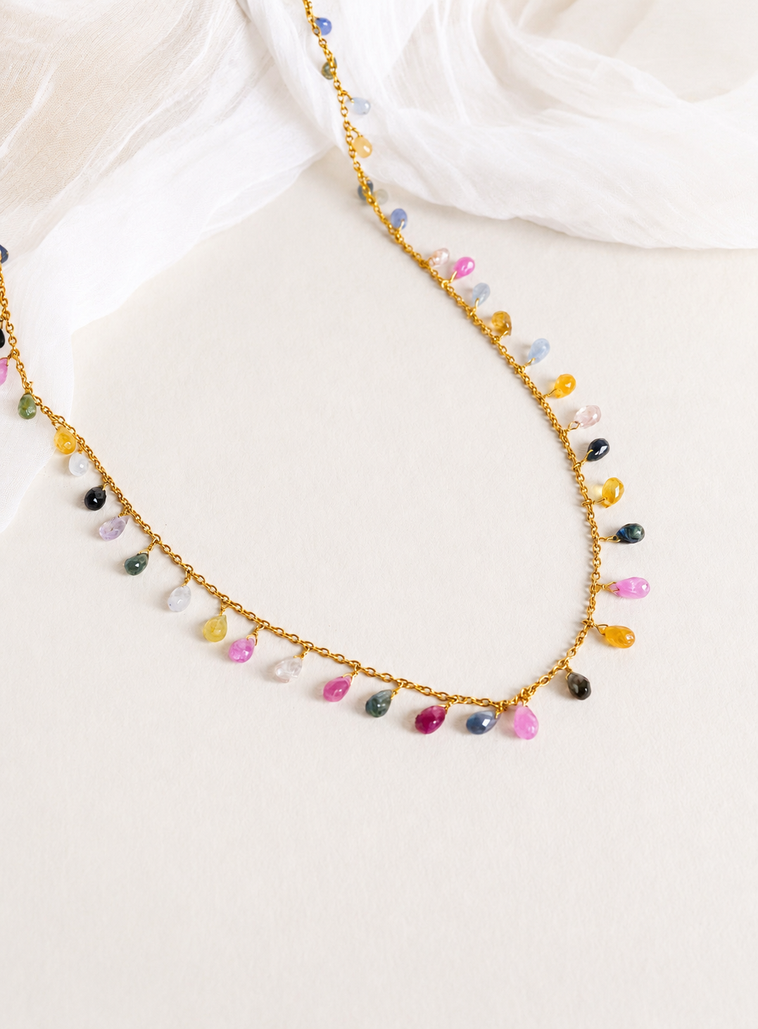 Artisav K18 Yellow Gold Multi Sapphire Necklace