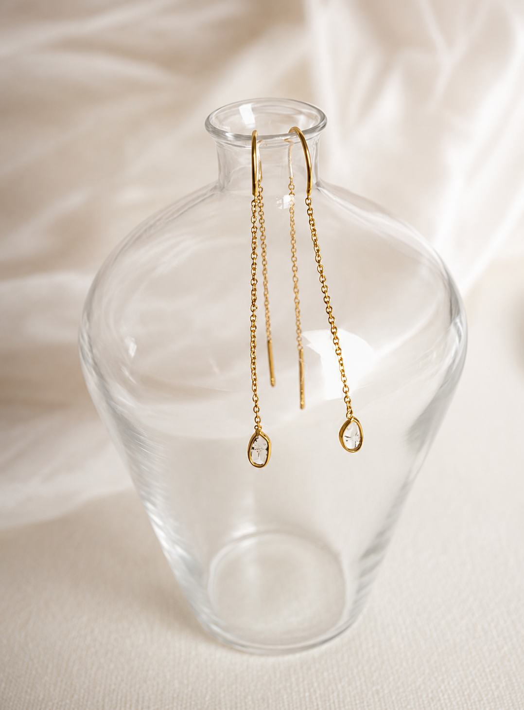 K18 Gold Sliced Diamond Threader Earrings by Artisav