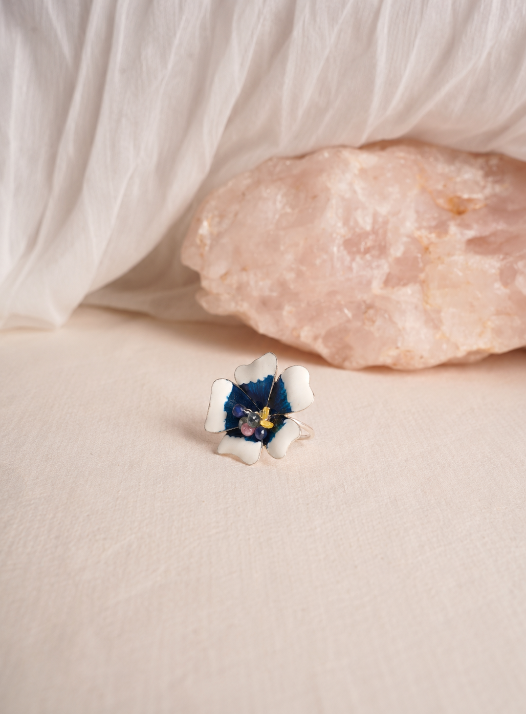 Artisav Handcrafted Blue Floral Statement Ring