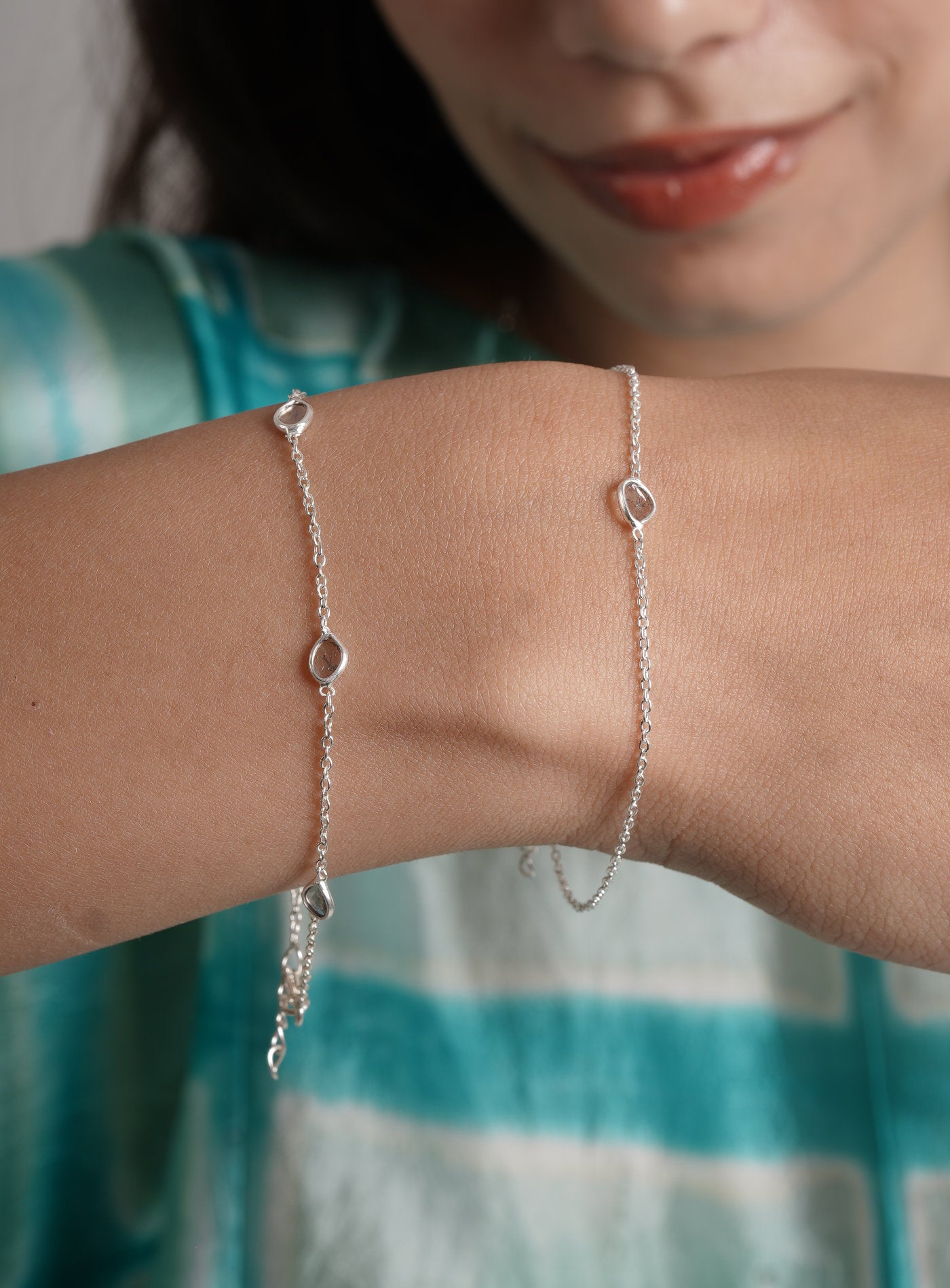 Sliced Diamond Necklace in Silver Gold Plated