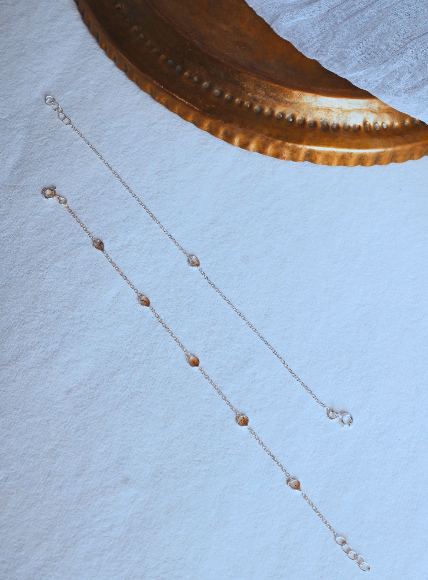 Natural sliced diamond station necklace in Silver GP featuring 3.62 carats of bezel-set diamond slices on a delicate chain