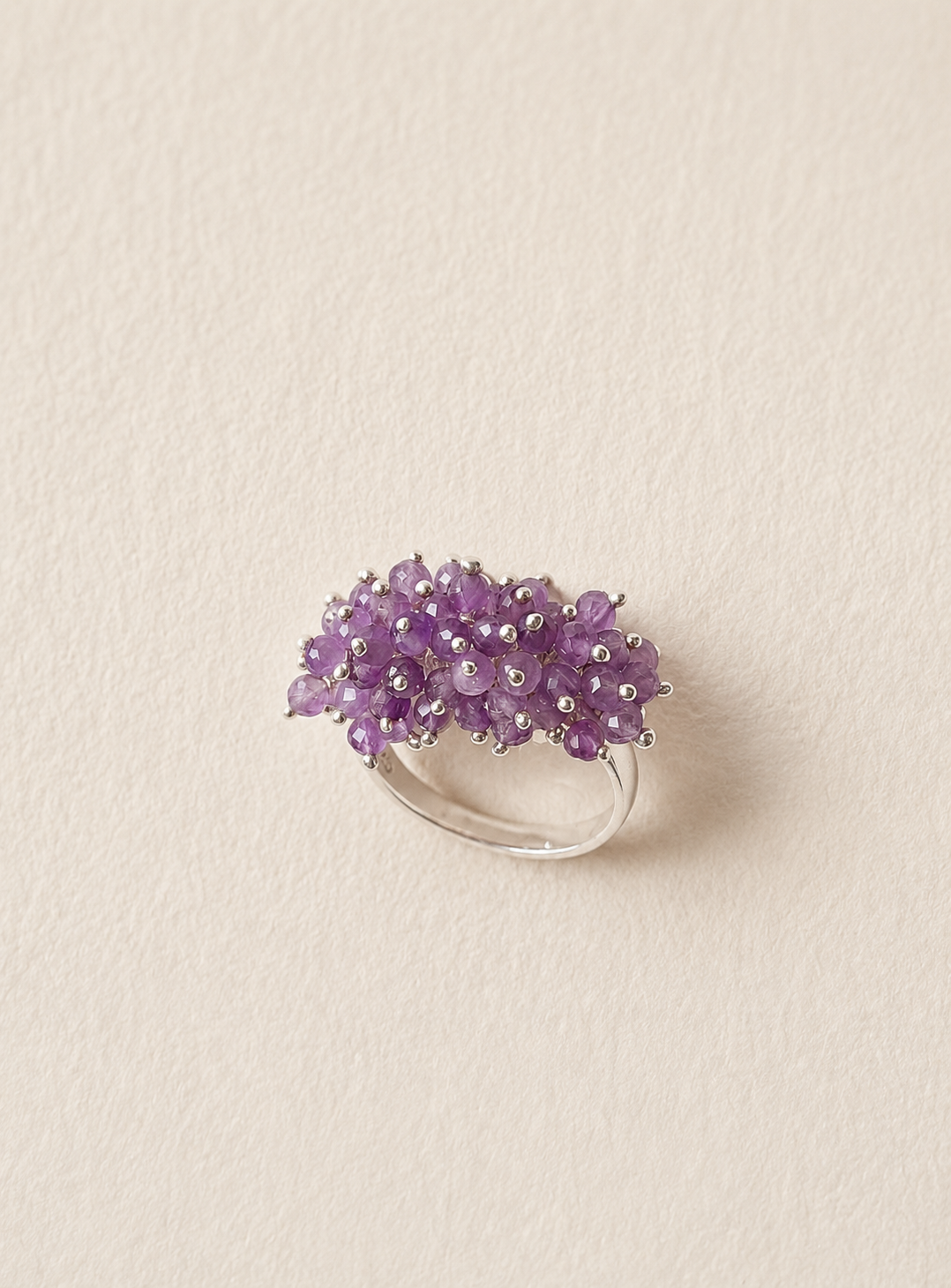 Amethyst Bloom Silver Ring