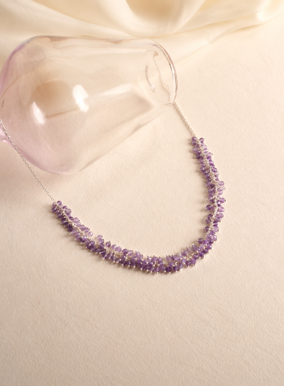 Silver 925 Amethyst Beaded Necklace