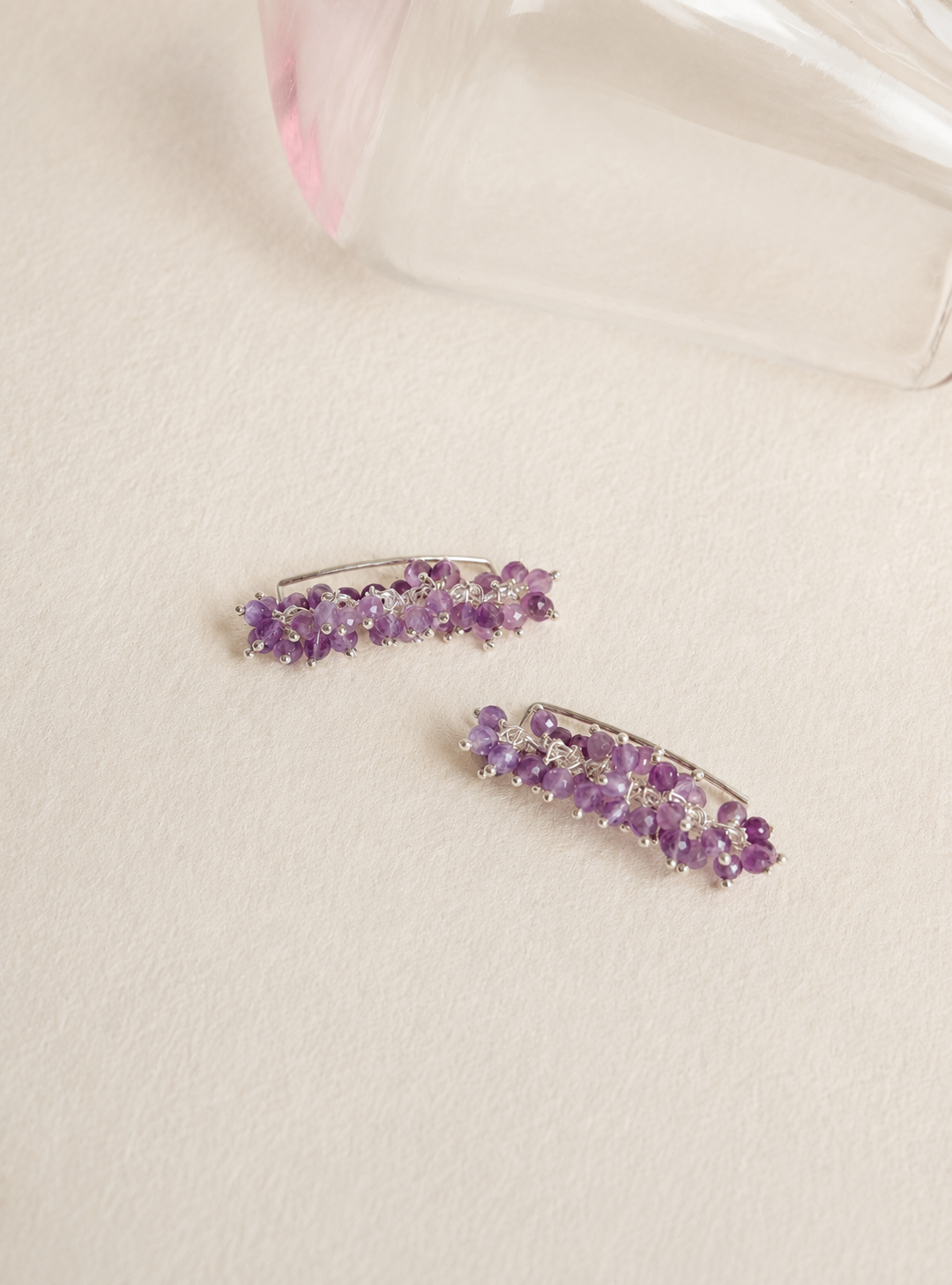 Artisav TBC Amethyst Silver 925 Earrings, Handcrafted Two-Way Gemstone Earring