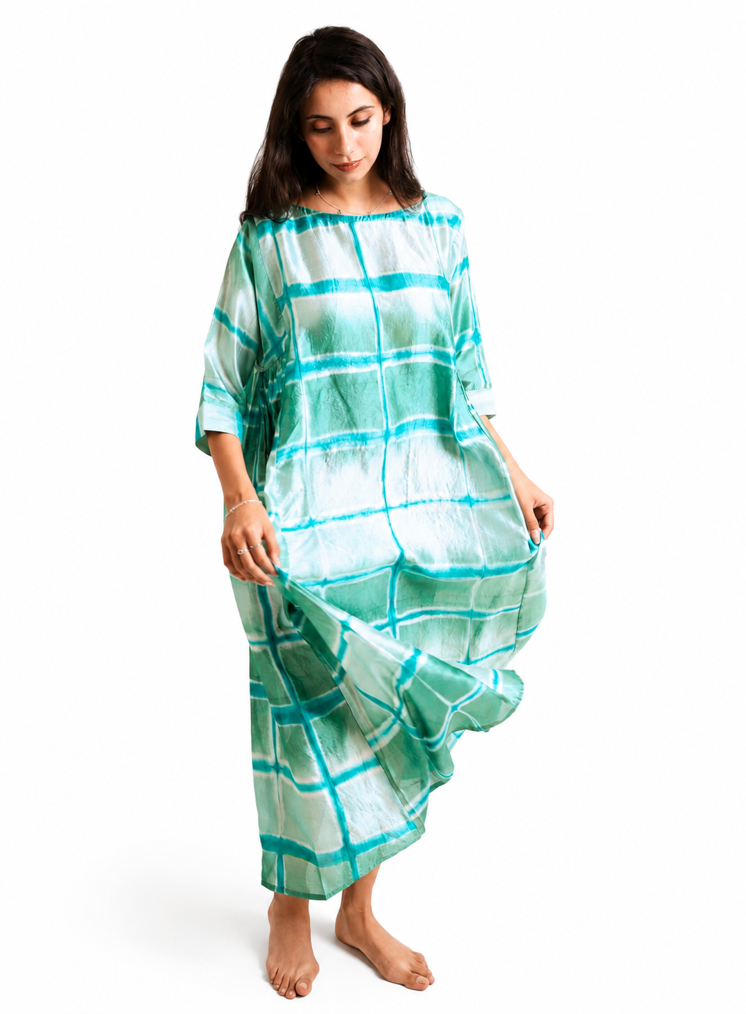 Artisav Kaoru Pure Silk Clamp Dye A Line Midi Dress for Women