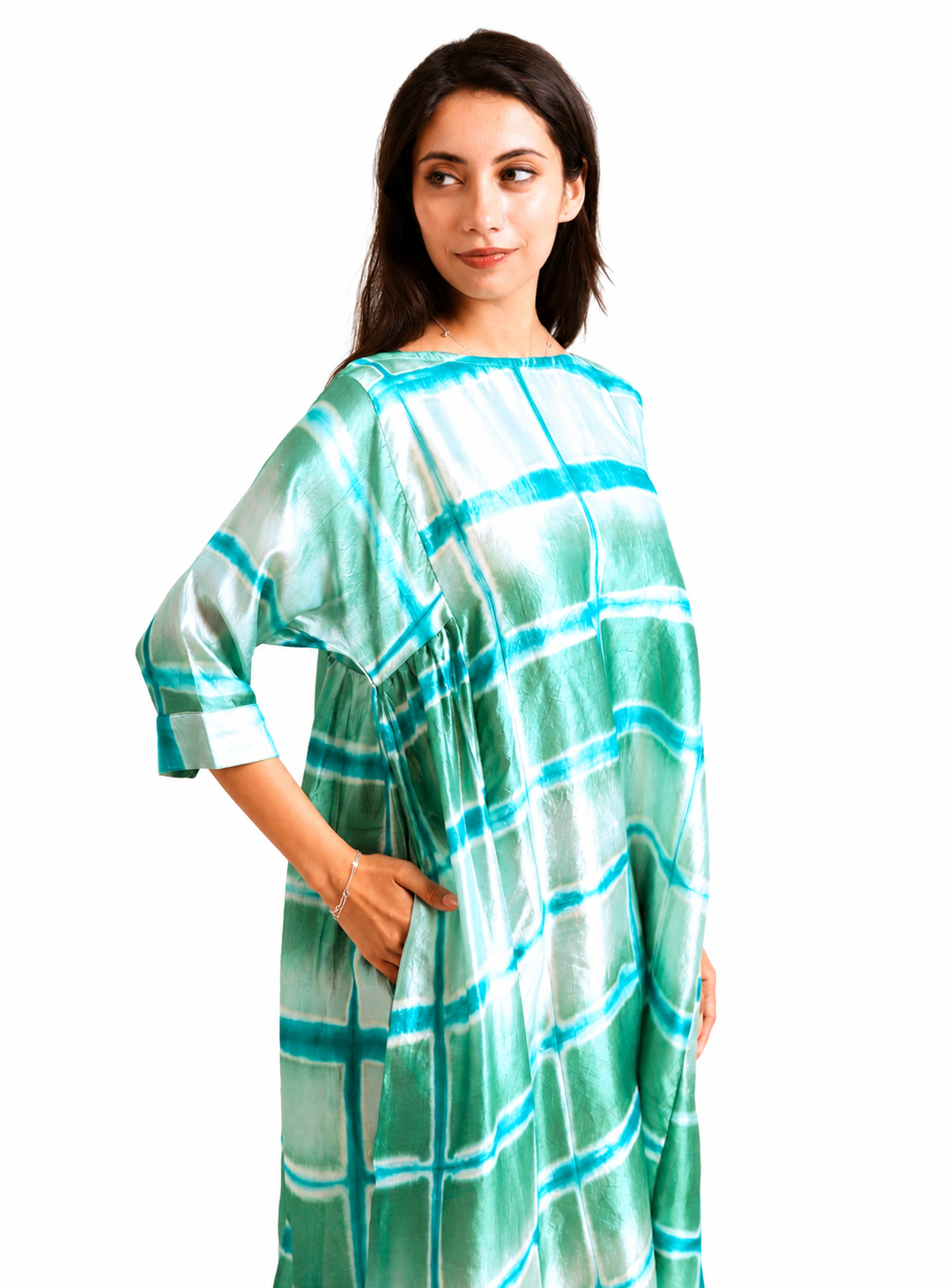 Artisav Kaoru Pure Silk Clamp Dye A Line Midi Dress for Women