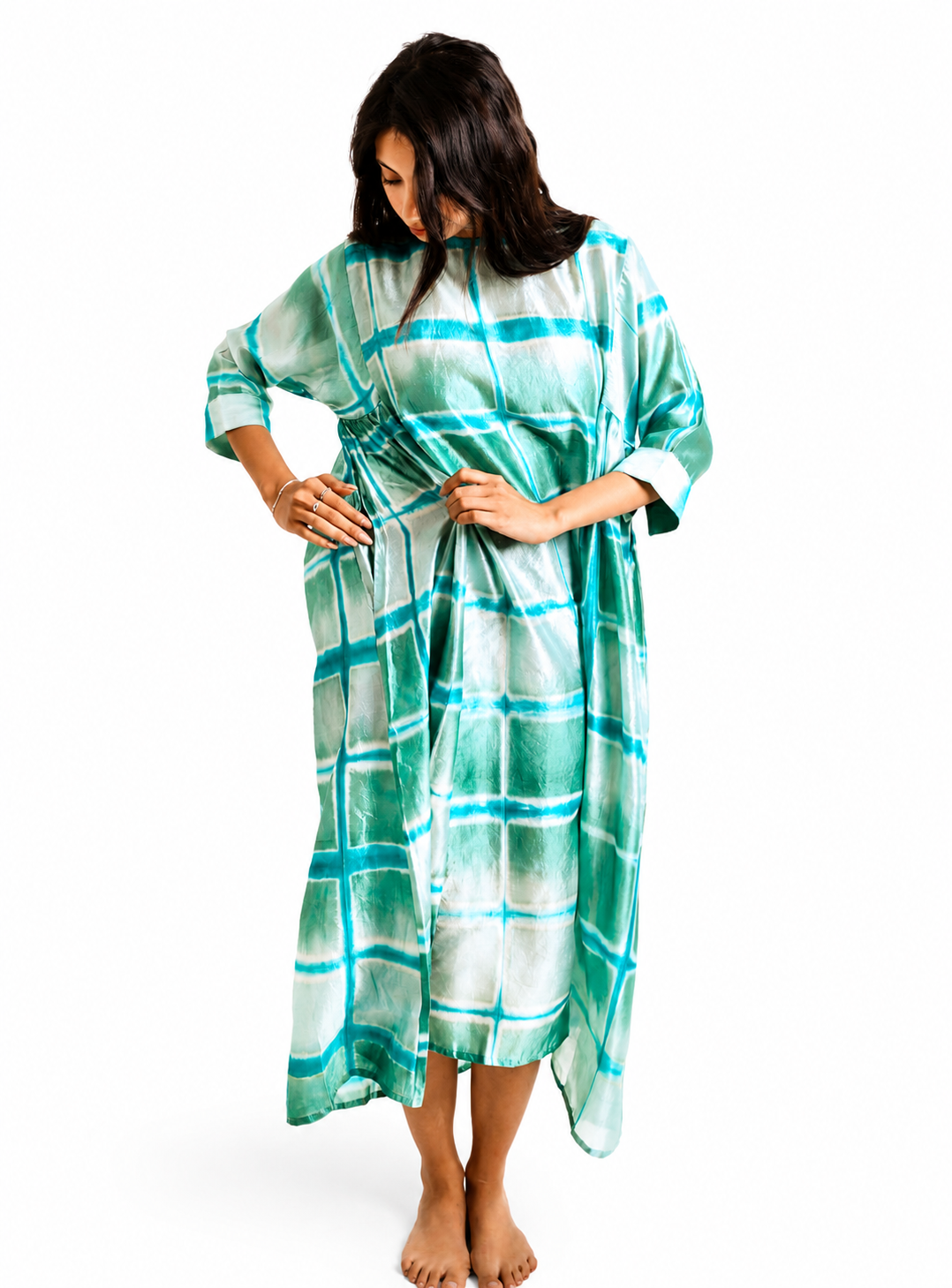 Artisav Kaoru Pure Silk Clamp Dye A Line Midi Dress for Women