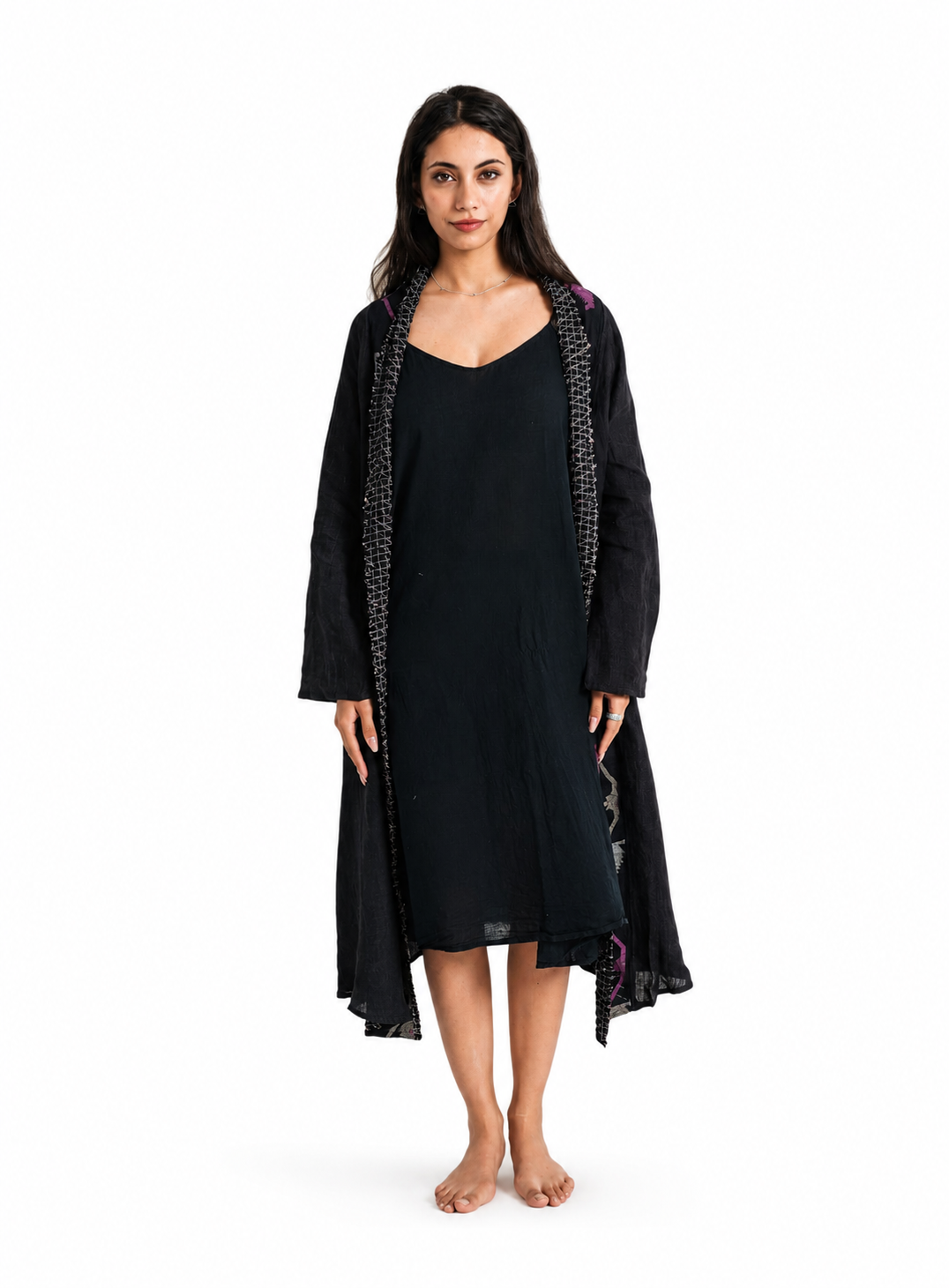 Artisav Haori Slash Handwoven Linen & Quilted Jamdani Jacket for Women
