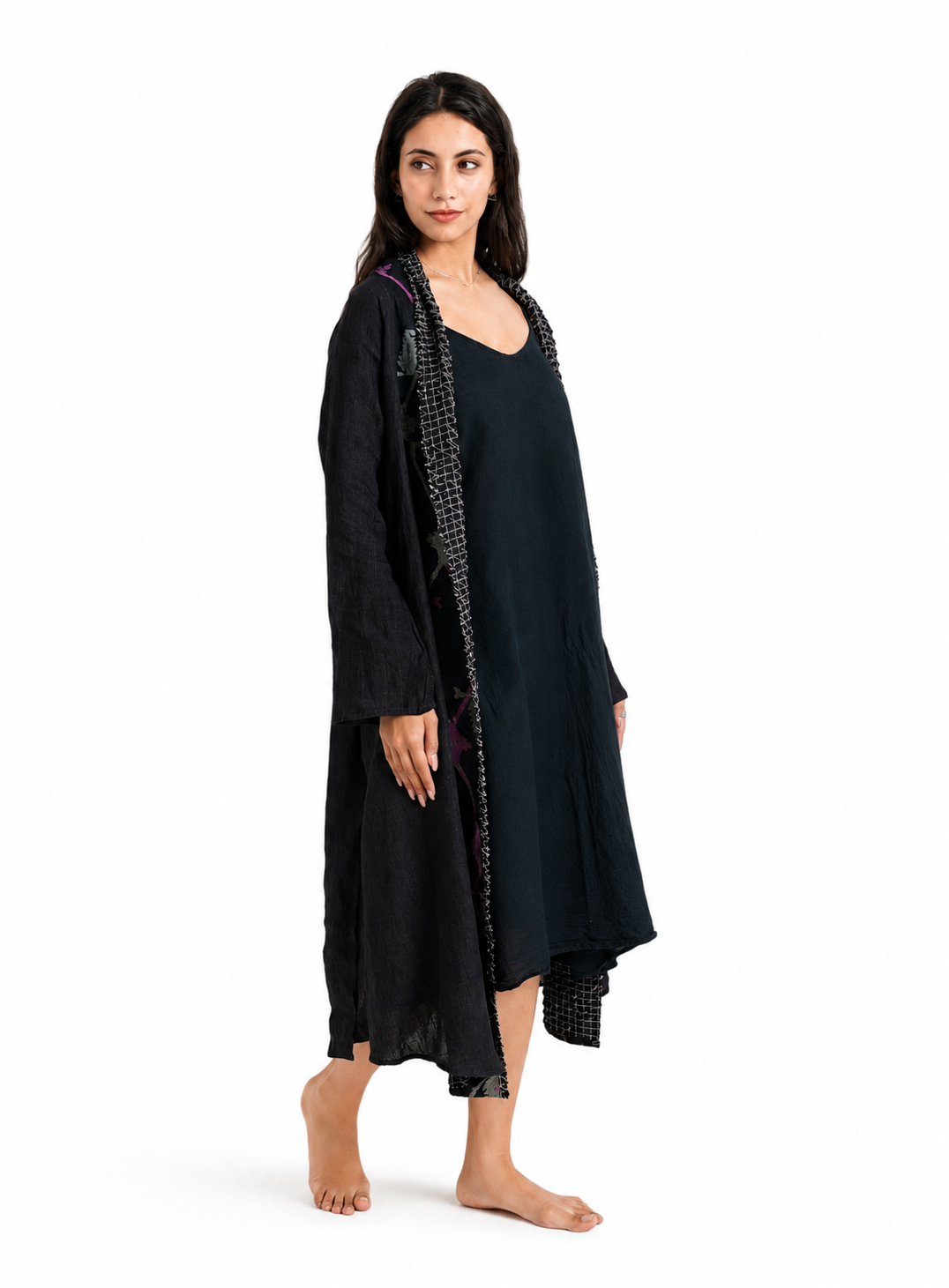 Artisav Haori Slash Handwoven Linen & Quilted Jamdani Jacket for Women