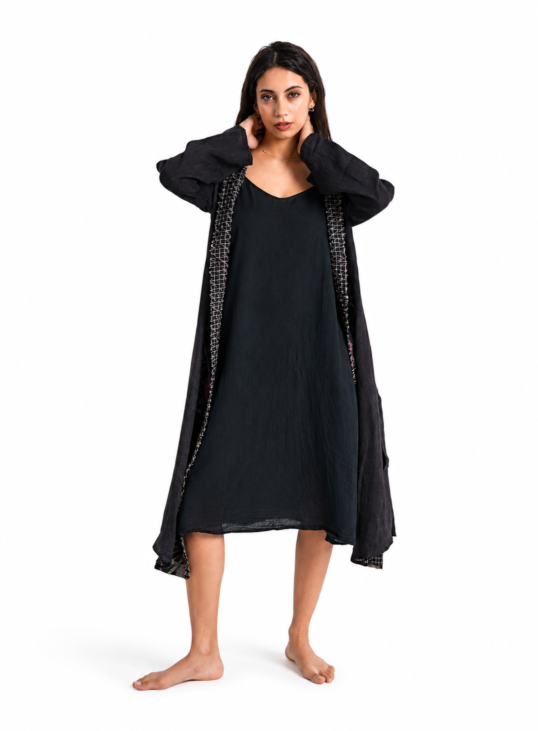 Artisav Haori Slash Handwoven Linen & Quilted Jamdani Jacket for Women