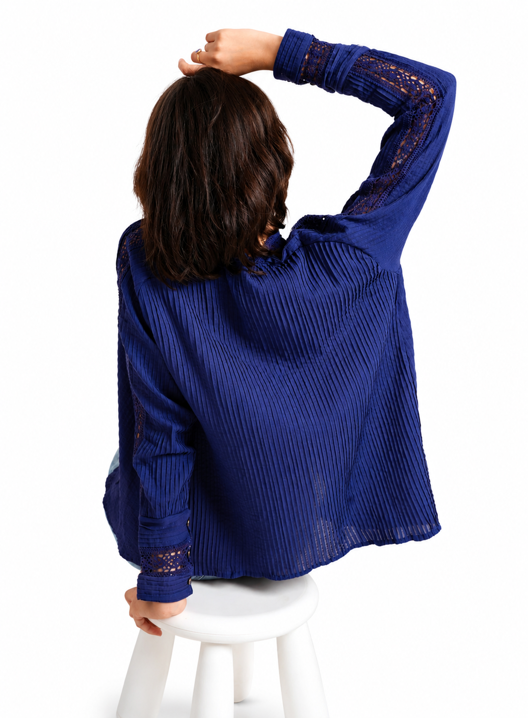 Artisav Yumi Full Pintuck Cotton Blouse for Women Handcrafted Purple Top