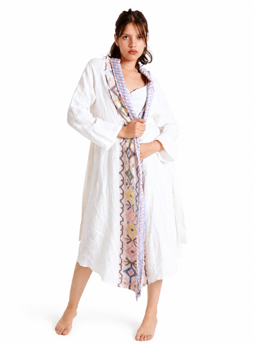 Artisav Haori Slash Handwoven Linen & Jamdani Jacket for Women