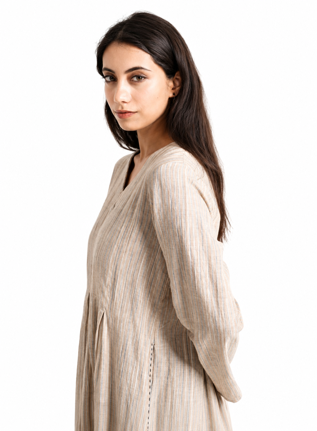 Artisav Handwoven Cotton Box Pleat Midi Dress for Women
