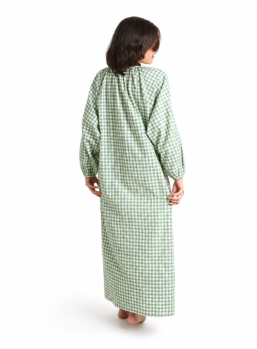 Artisav Handwoven Cotton Long Dress for Women Mint Green