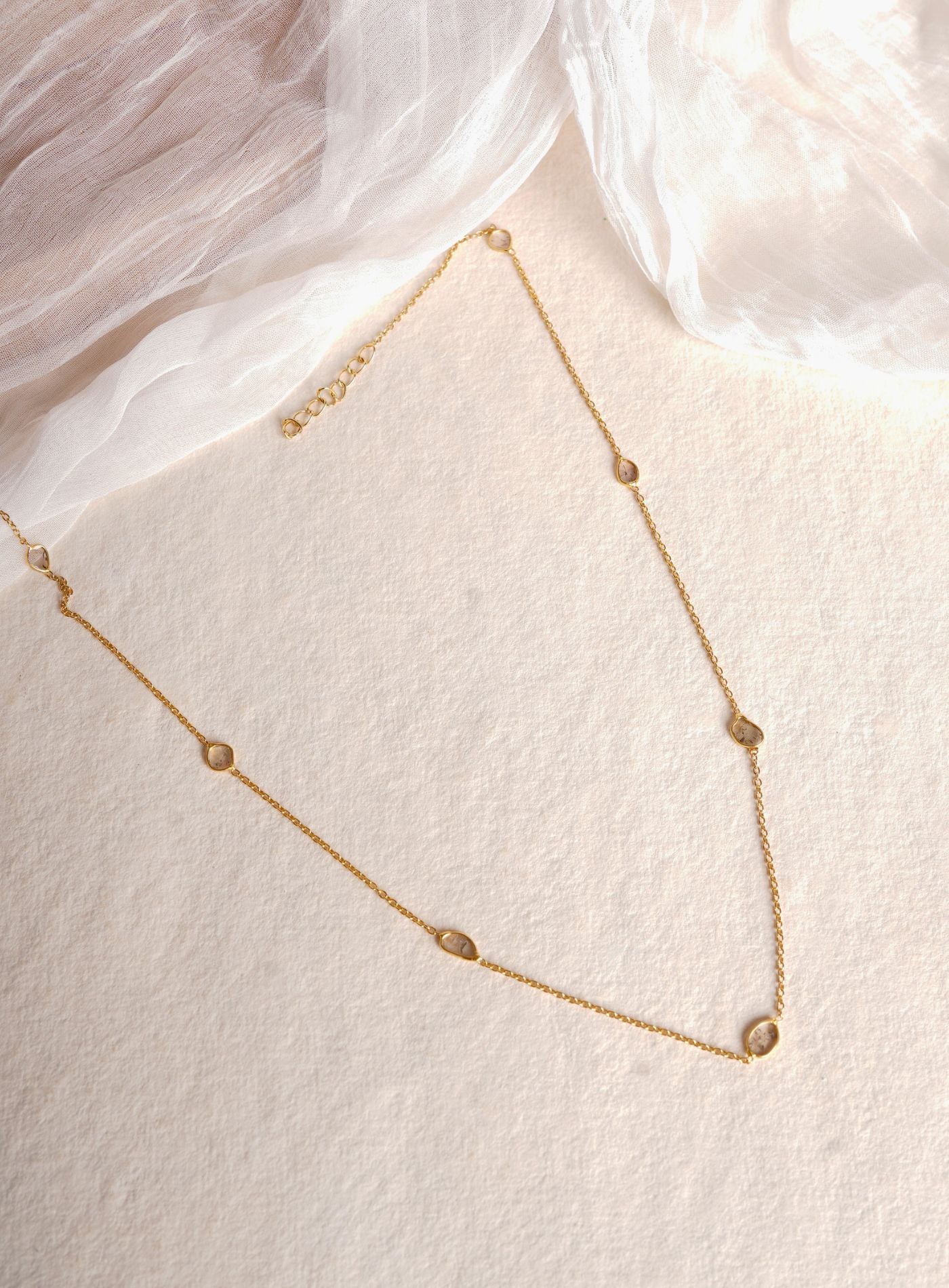 K18 Yellow Gold Sliced Diamond Chain Necklace