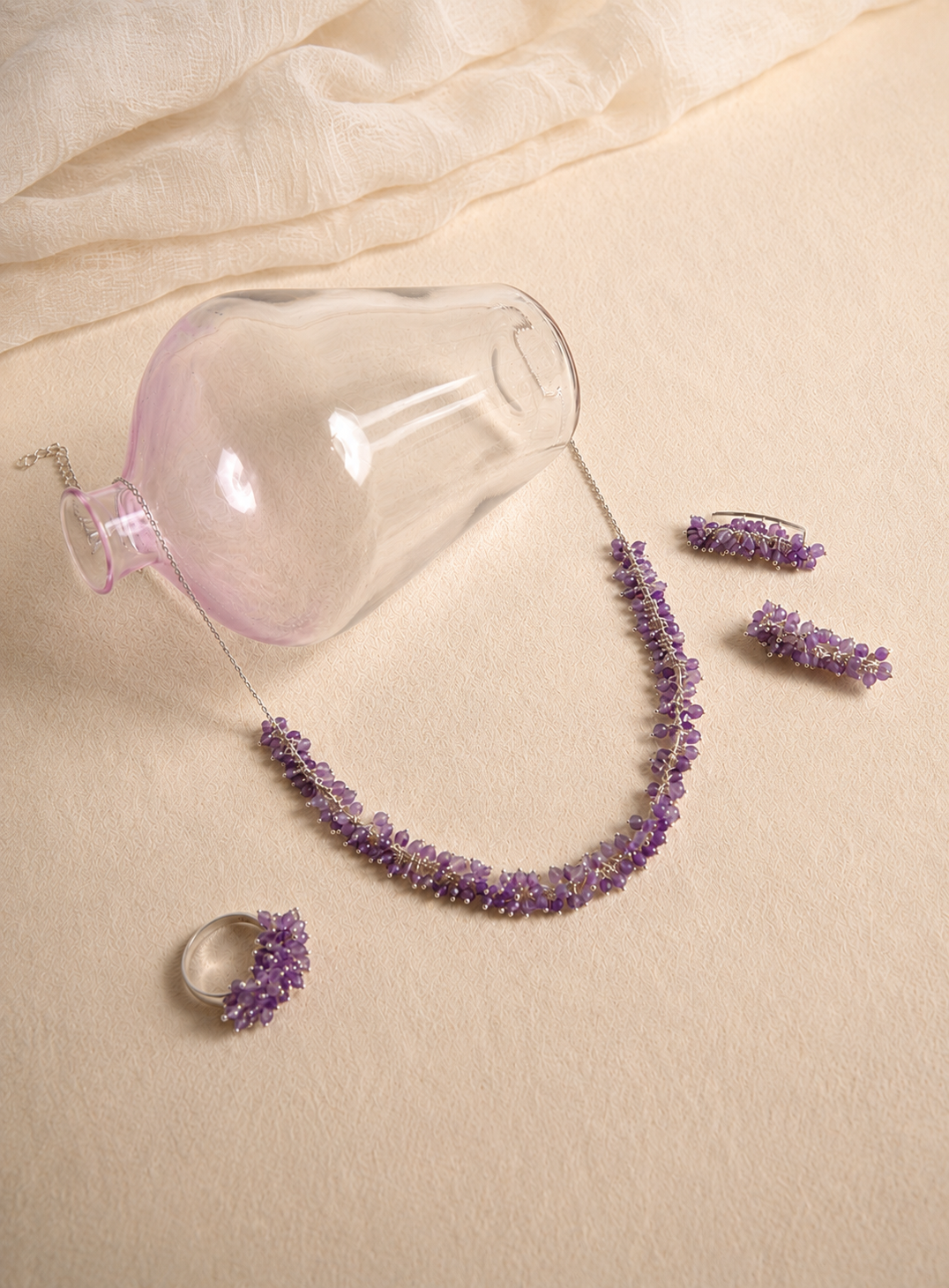 Silver 925 Amethyst Beaded Necklace