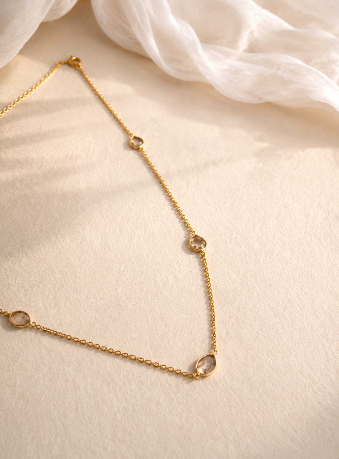 K18 Yellow Gold Sliced Diamond Chain Necklace