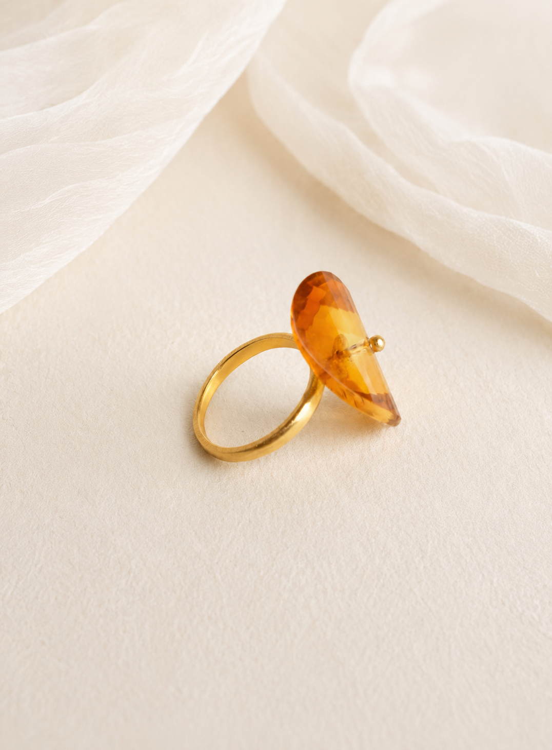 Infinity Citrine Ring in K18 Gold Hand-Cut Artisan Gemstone Jewellrey