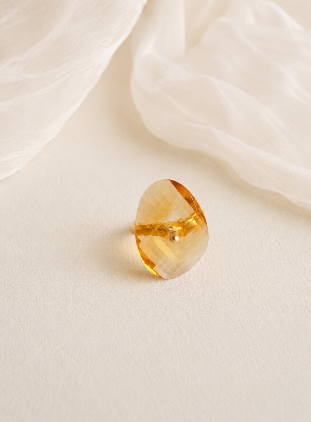 Infinity Citrine Ring in K18 Gold Hand-Cut Artisan Gemstone Jewellery