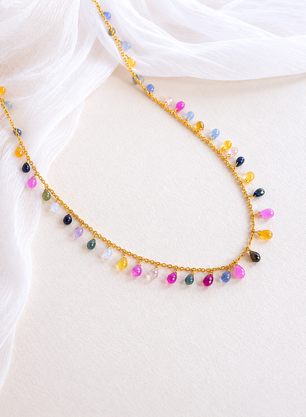 Artisav K18 Yellow Gold Multi Sapphire Necklace