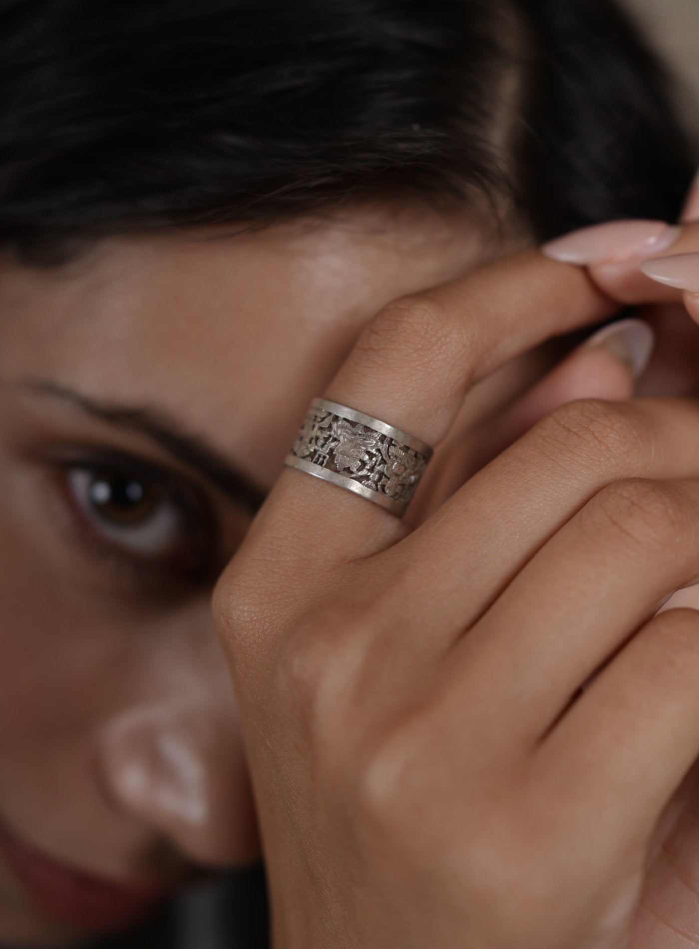 Jaisal Handcarved 925 Silver Ring