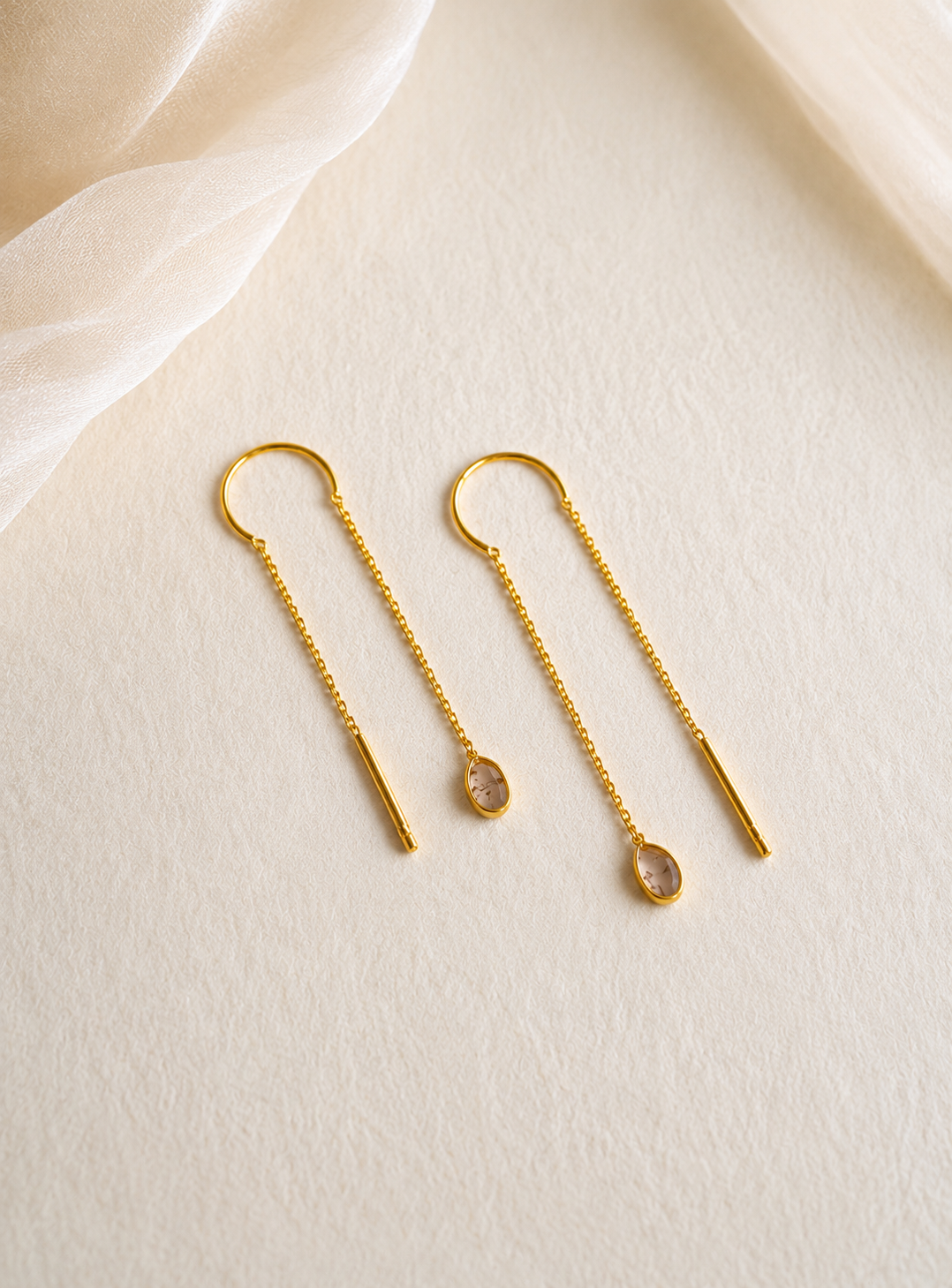 K18 Gold Sliced Diamond Threader Earrings by Artisav