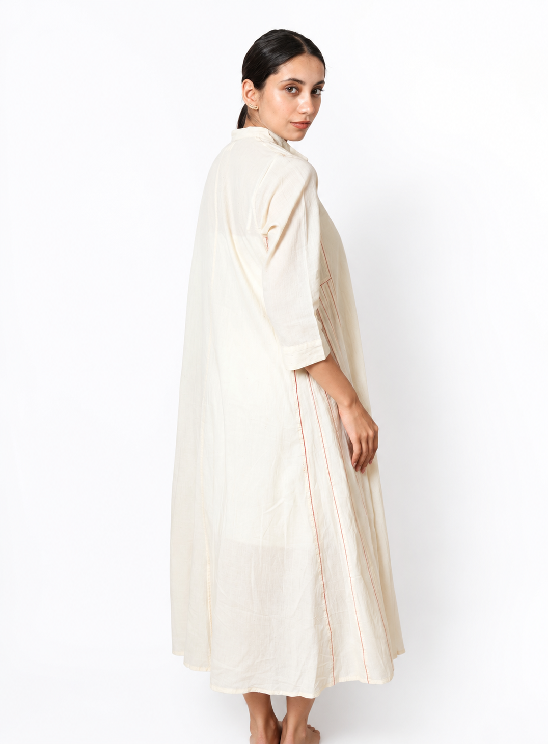 Handwoven Khadi Cotton Dress with Fagotting Stitch Detail