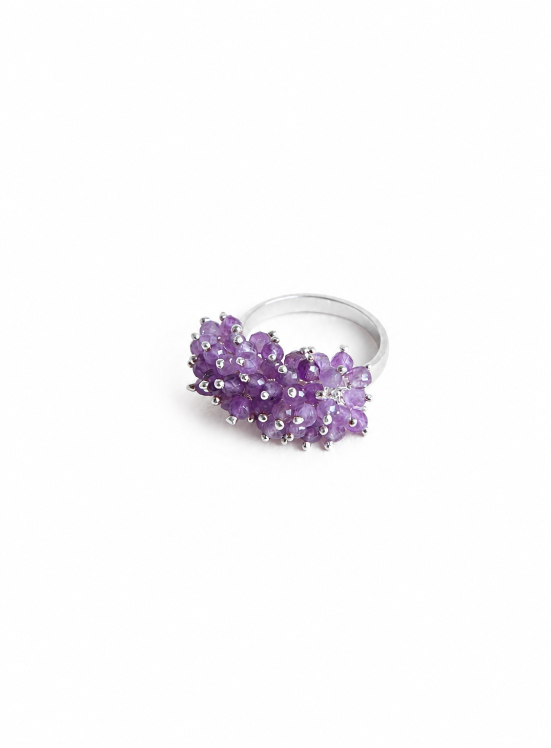 Amethyst Bloom Silver Ring by Artisav